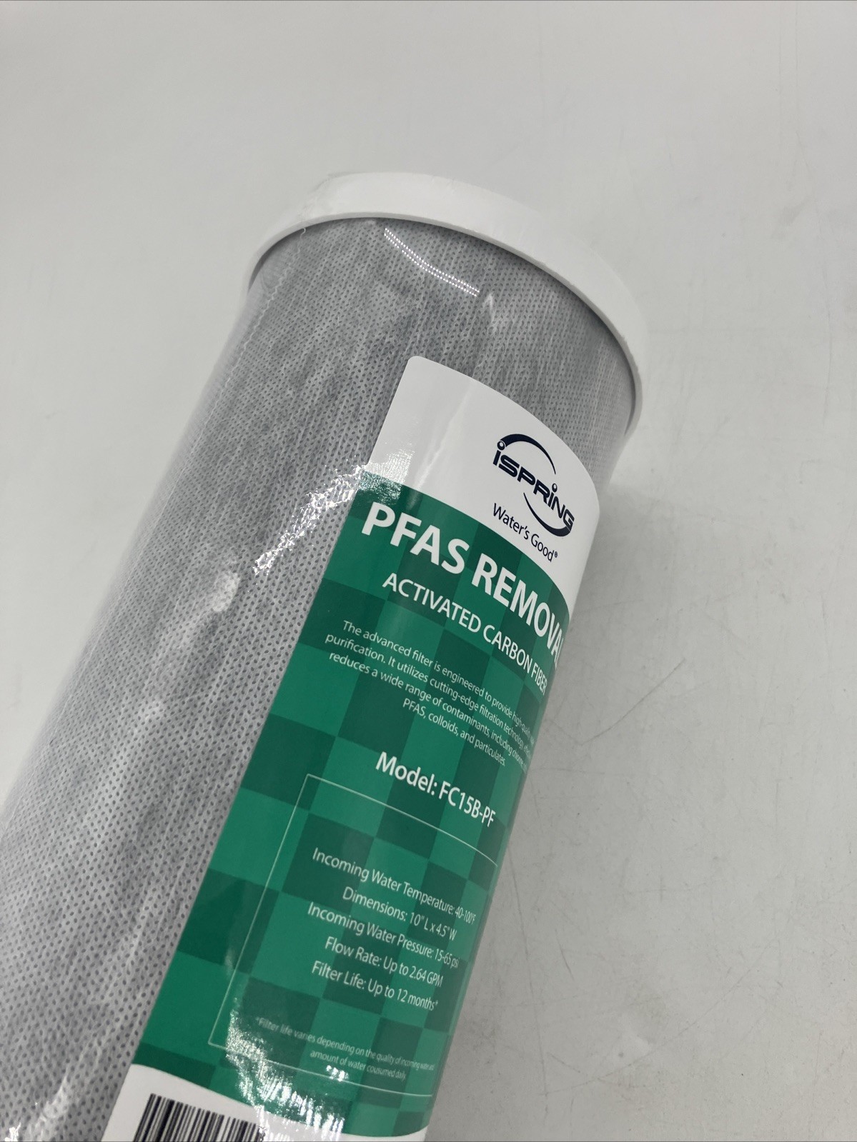 iSpring FC15B-PF: 10″ Filter, 99% PFAS, PFOA/PFOS & Chlorine Removal