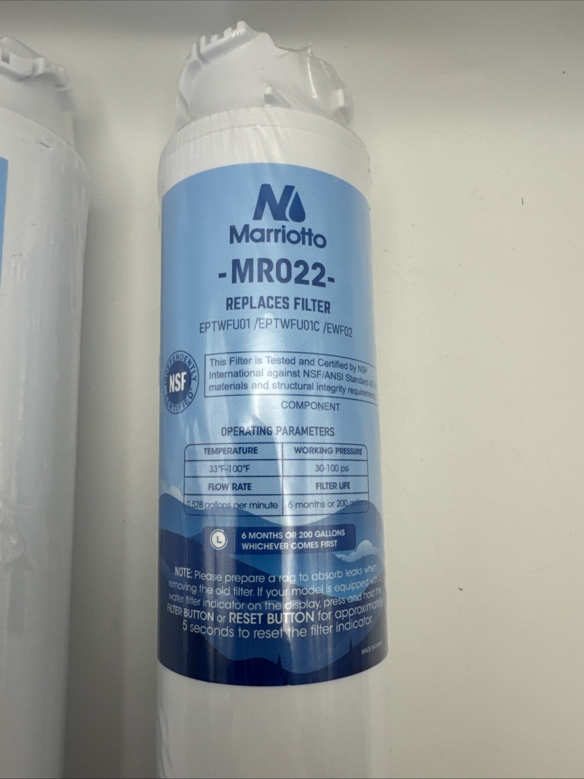 Marriotto MR022 Replacement Water Filter – Pack Of 2 – New Sealed