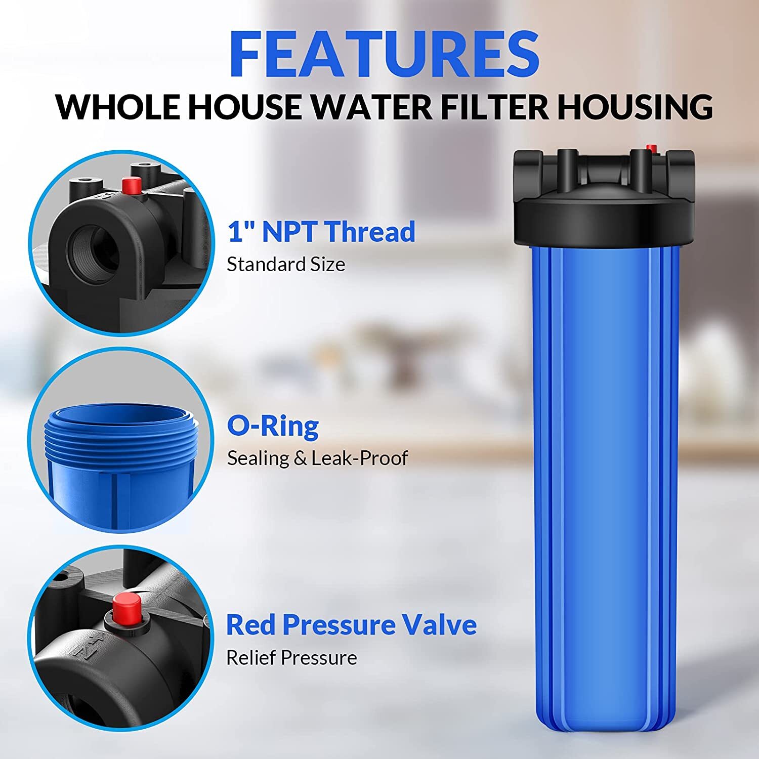 SimPure 2Pack 20 Inch Whole House Water Filter Housing Fit 4.5″ x 20″ Filters