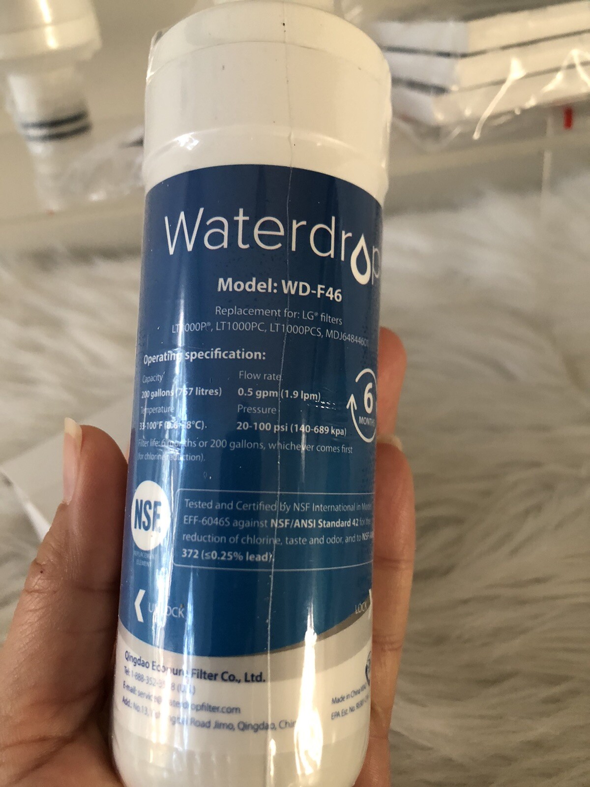 2x Waterdrop Replacement Refrigerator Water Filter WD-F46 for LG LT1000 New