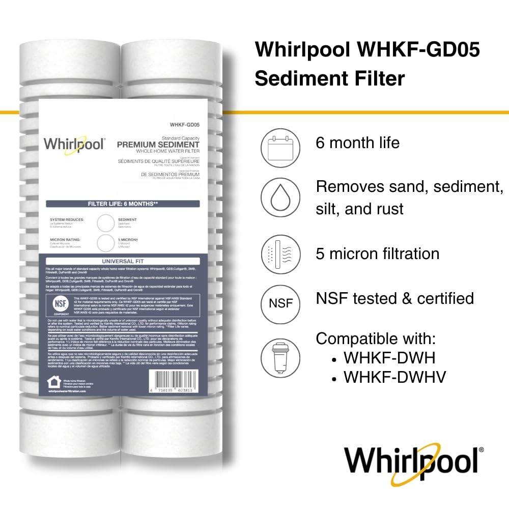 Whirlpool 10″ x 2.5″ Whole Home Standard Capacity Sediment Filters WHKF-GD05