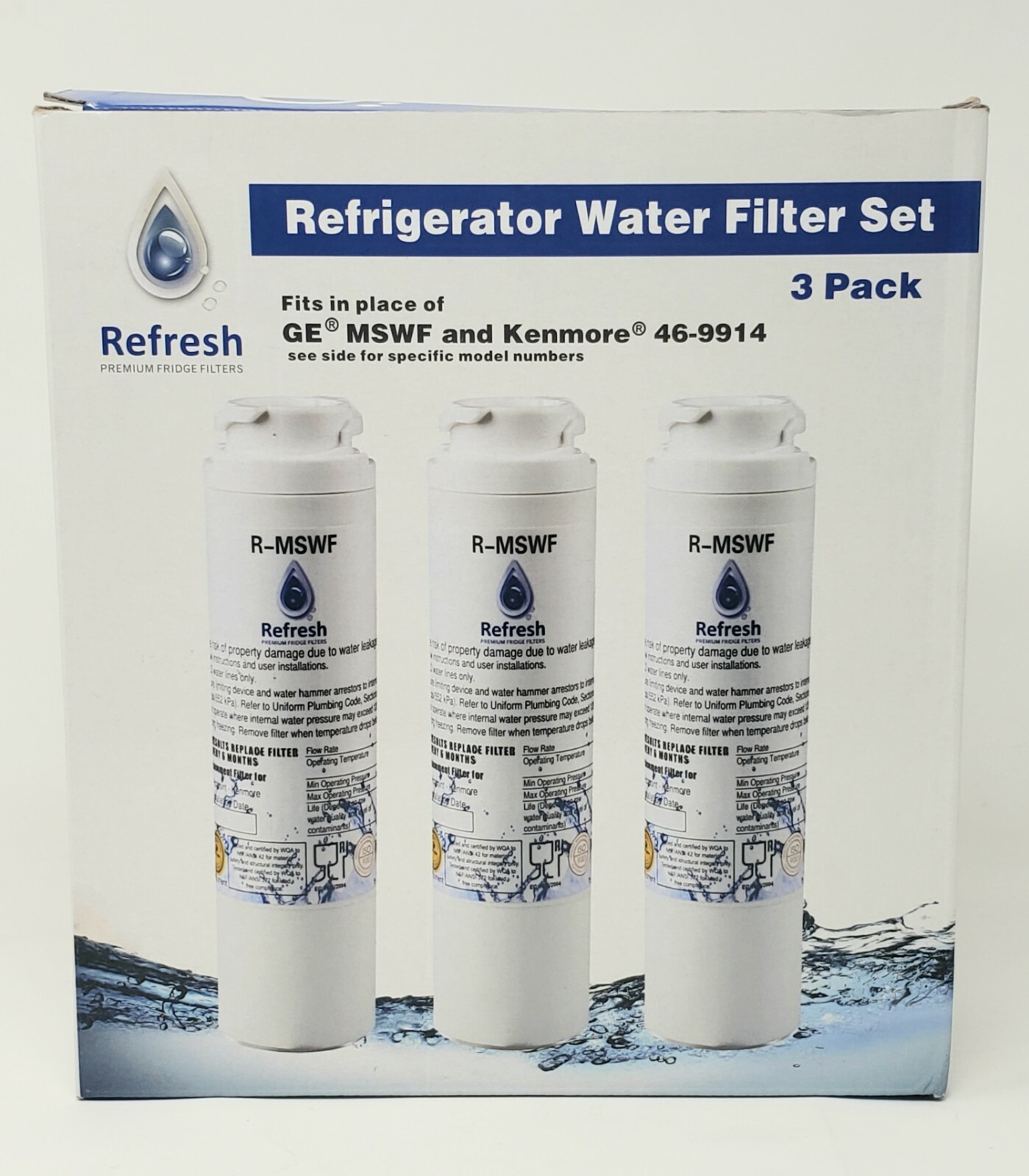 Refresh R-MSWF Water Filter Compatible with Kenmore 9914, 46-9914, GE MSWF (3pk)