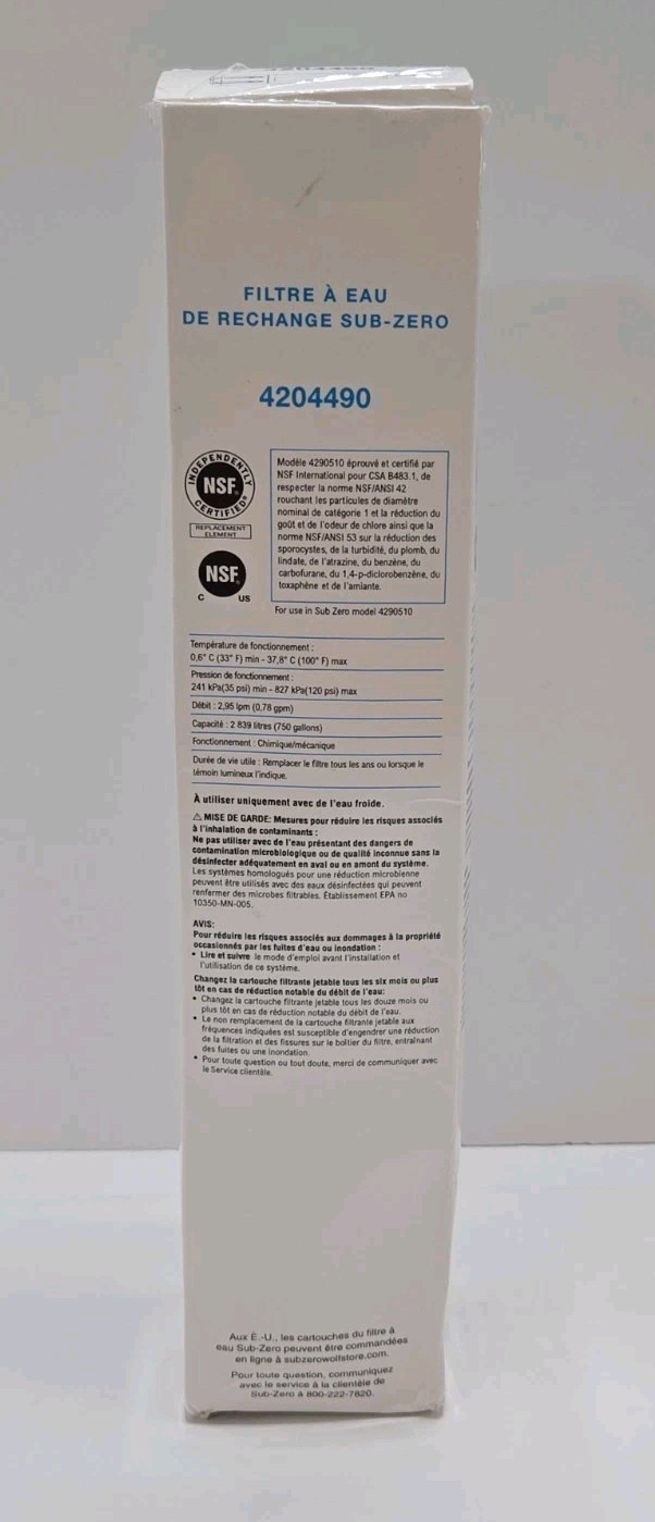 Sub-Zero 4204490 Water Filter Replacement Cartridge NEW Discontinued