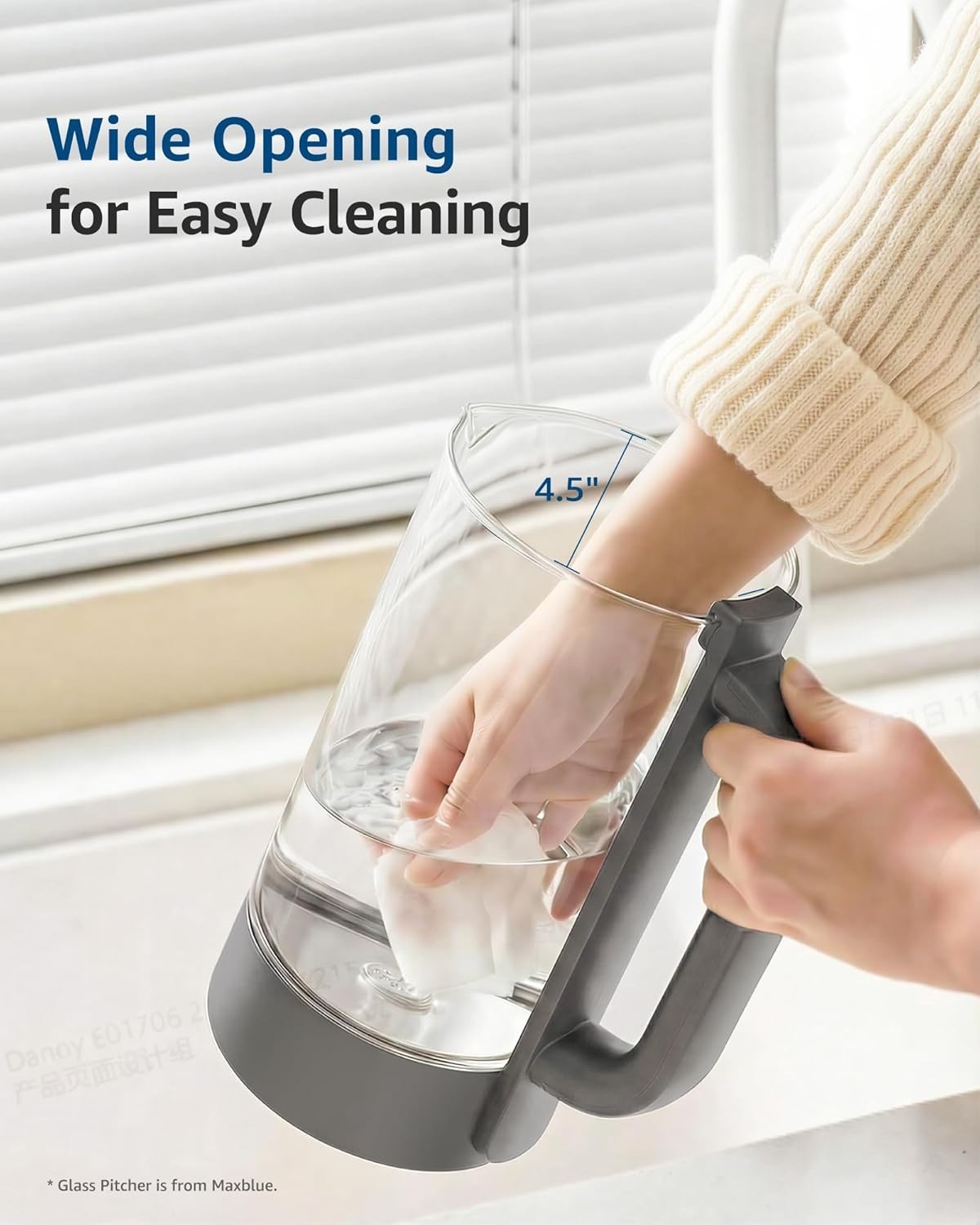 Maxblue GPWD Glass Water Pitcher Compatible with Waterdrop M6H RO System, Grey