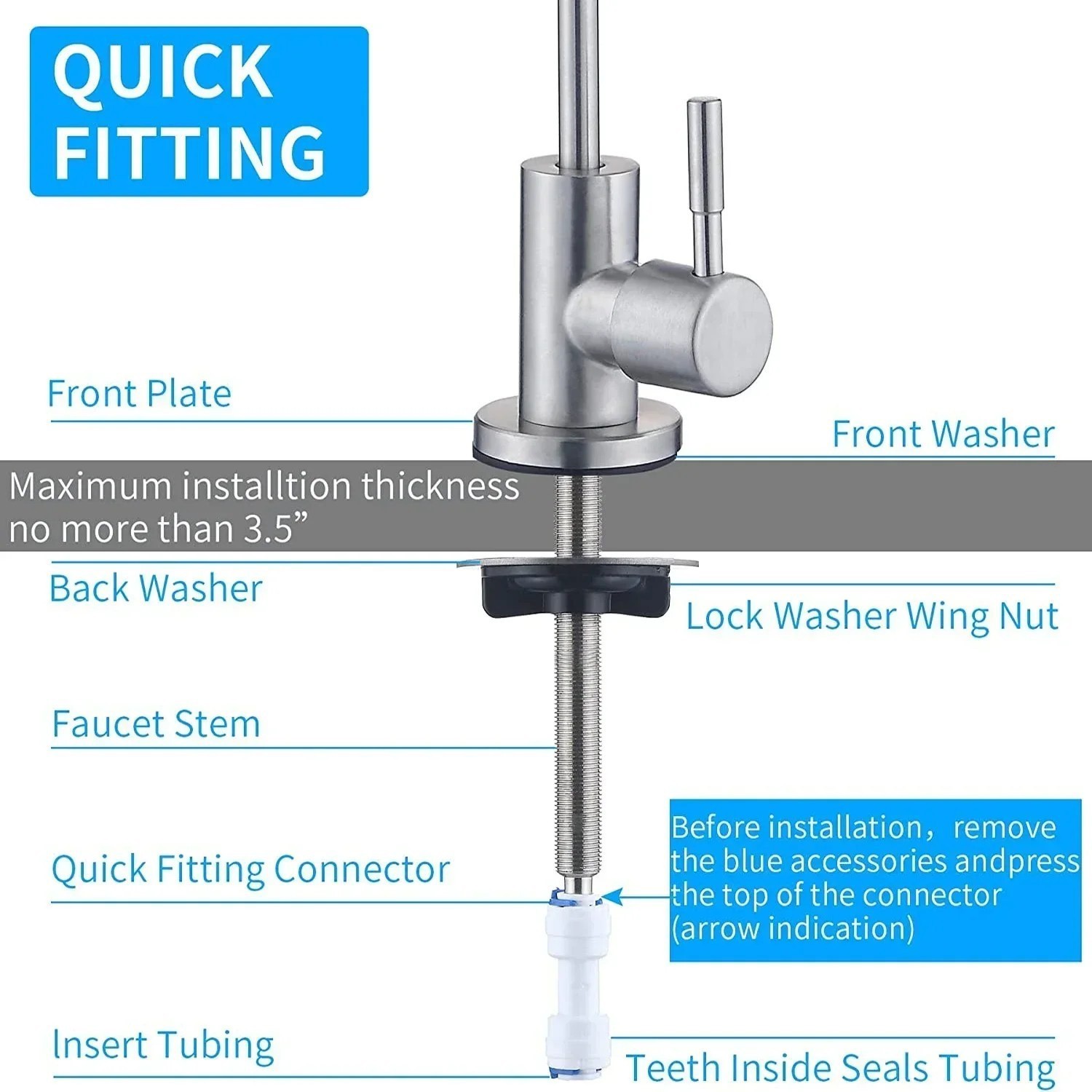 Stainless Steel Water Filter Faucet Reverse Osmosis Drinking Water Faucet