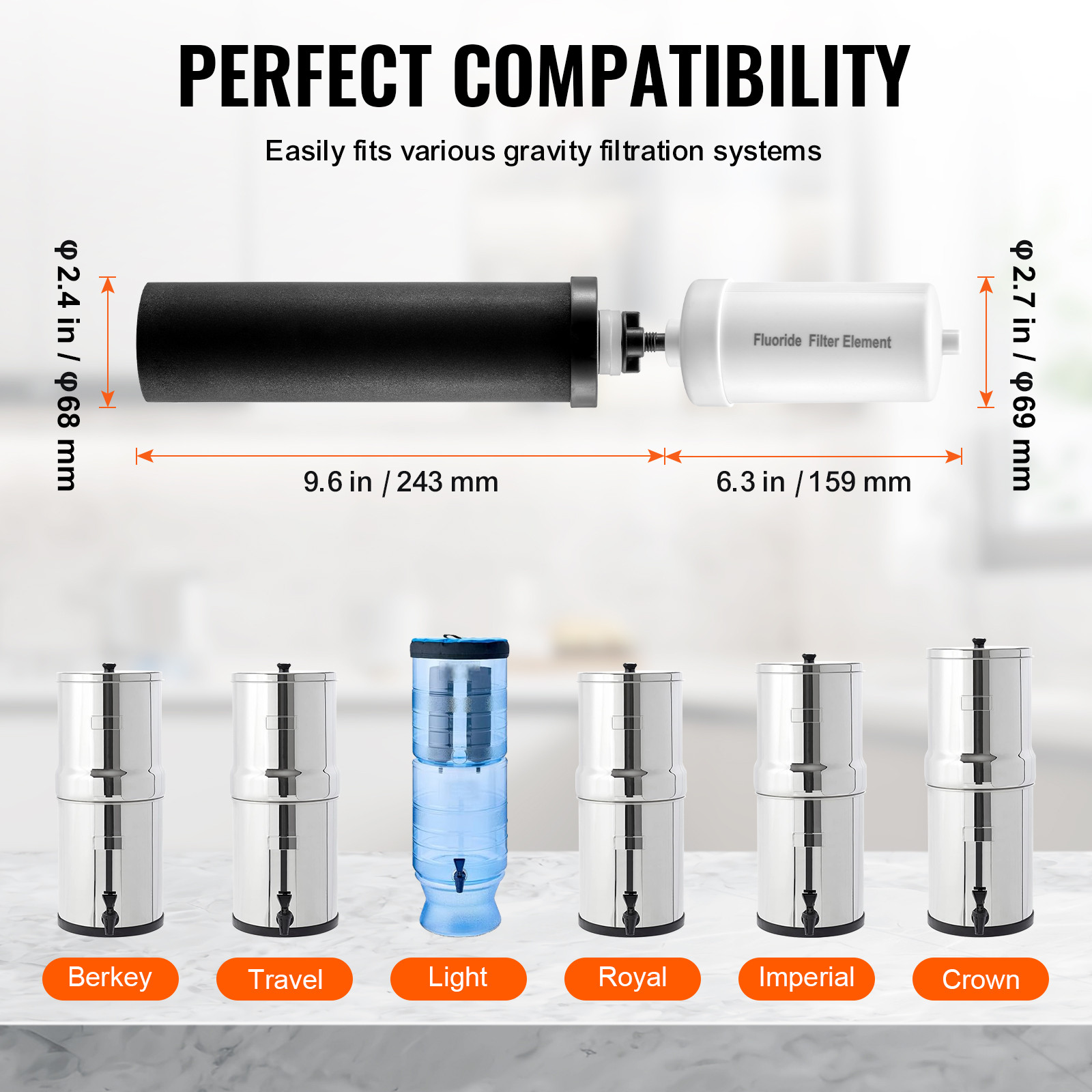 Purification Water Filter Replacement for Gravity Filter System 4 Pack