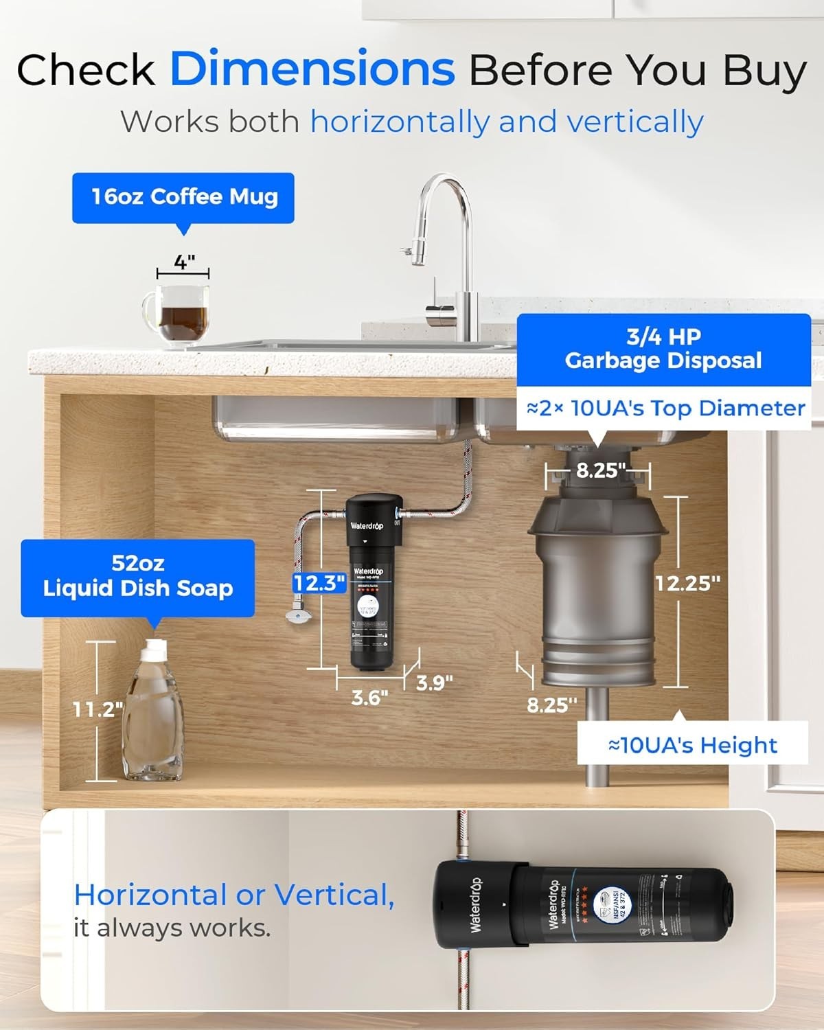 Waterdrop 10UA Under Sink Water Filter System, 8K Gallons High Chlorine Reductio