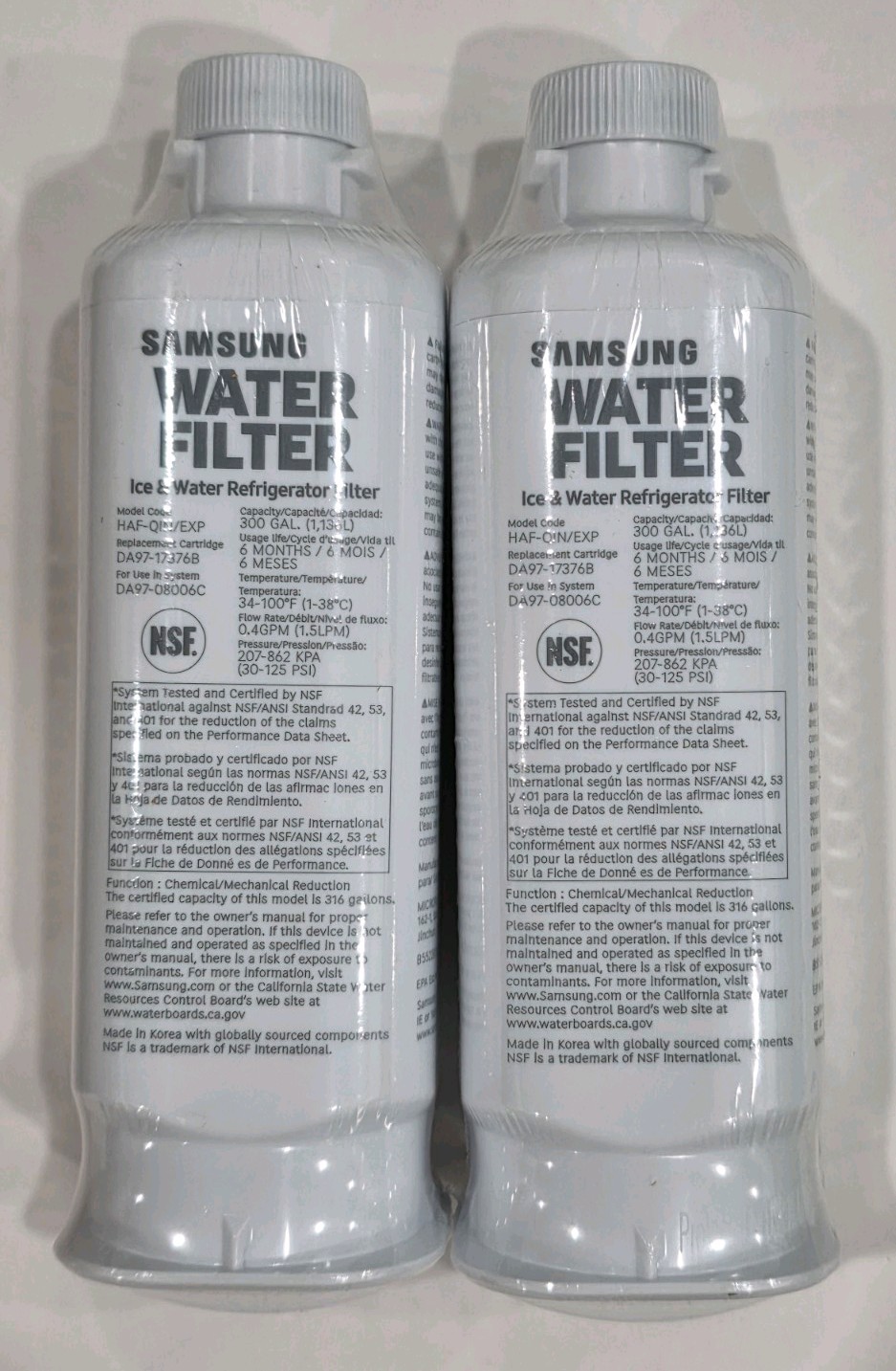Samsung Genuine HAF-QIN Refrigerator Water Filter DA97-17376B HAF-QIN/EXP 2 Pack