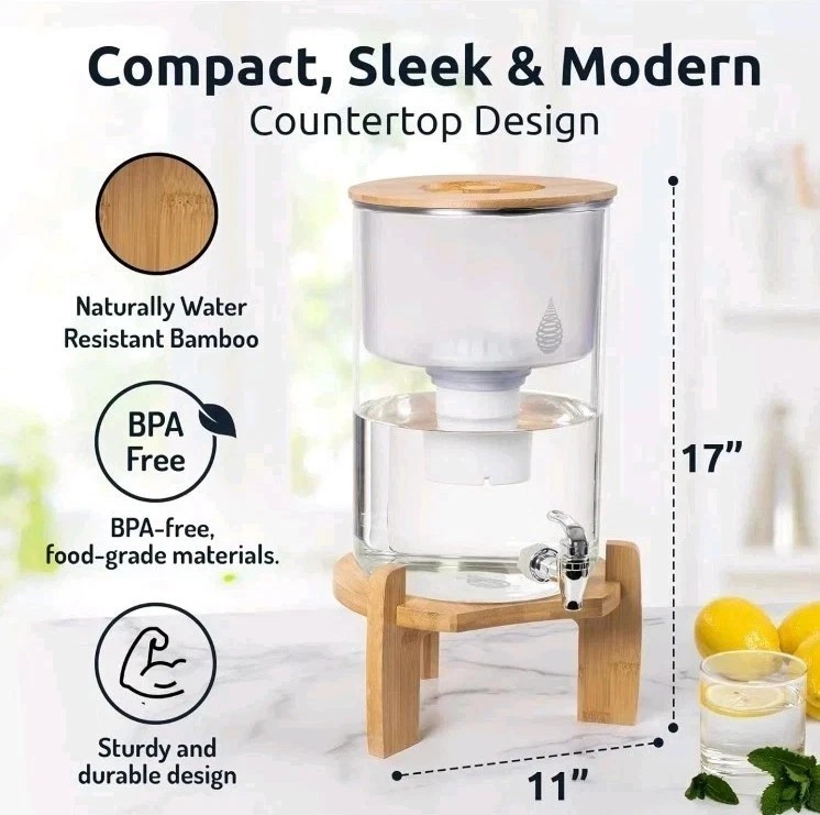 Invigorated Water Ph Recharge Countertop Glass Alkaline Water Filter Dispenser