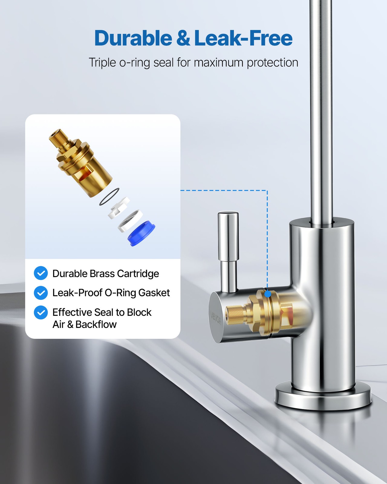 VEVOR Reverse Osmosis Gold/Silver/Black Lead-Free Drinking Water Filter Faucet