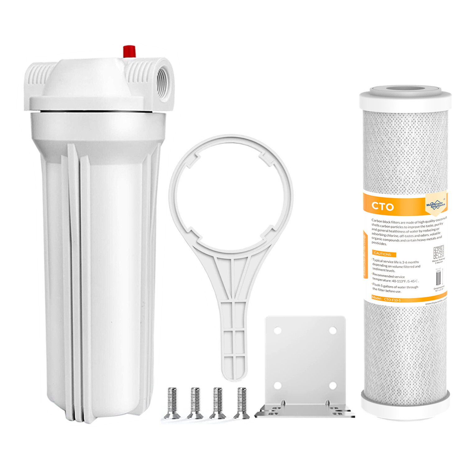 10 Inch Whole House Water Filter Housing Filtration System CTO Carbon Block Kit