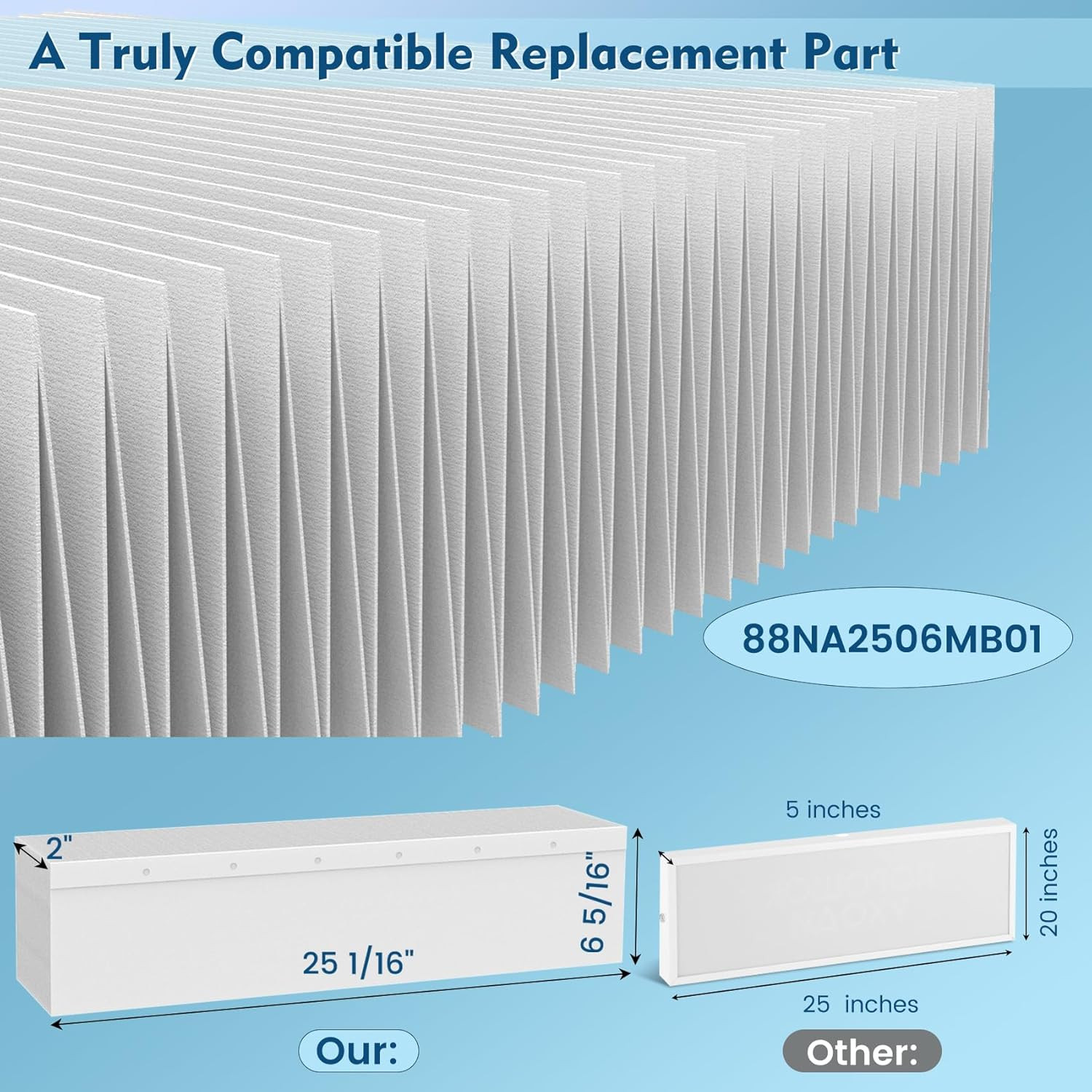 88NA2506MB01 Replacement Filter 2-Pack 25 1/16″ X 6 5/16″ Compatible with Carrie