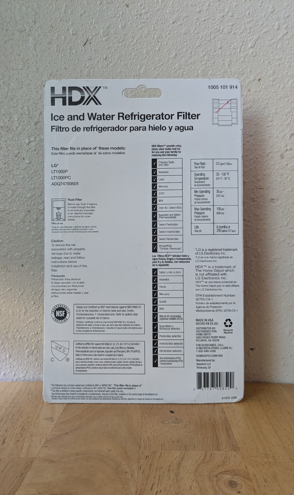 HDX FML-5 Ice and Water Refrigerator Filter for LG Model LT1000P NSF (2-Pack)