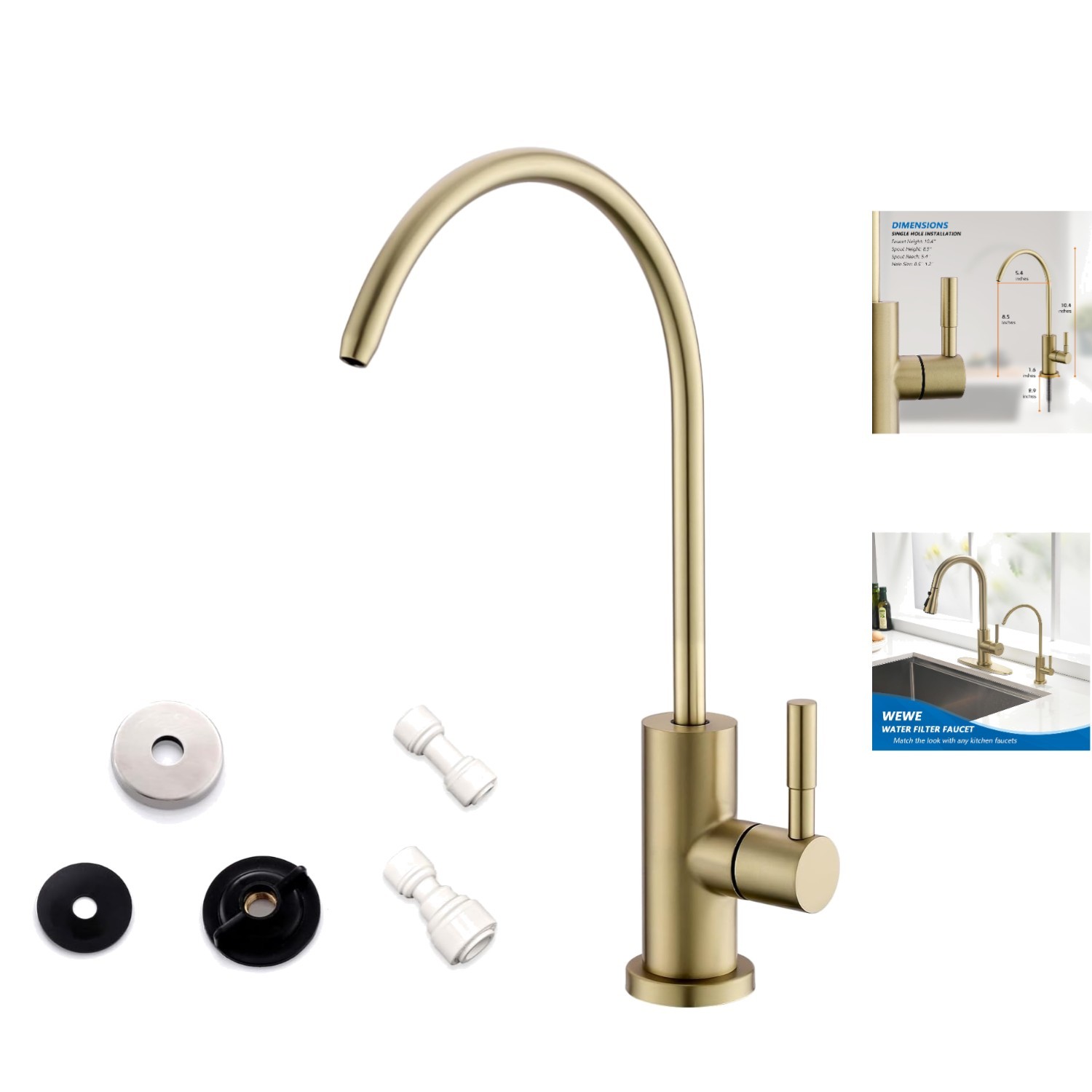 360-Degree Gold Finish Kitchen Faucet – Stainless Steel & Leak-Proof Design