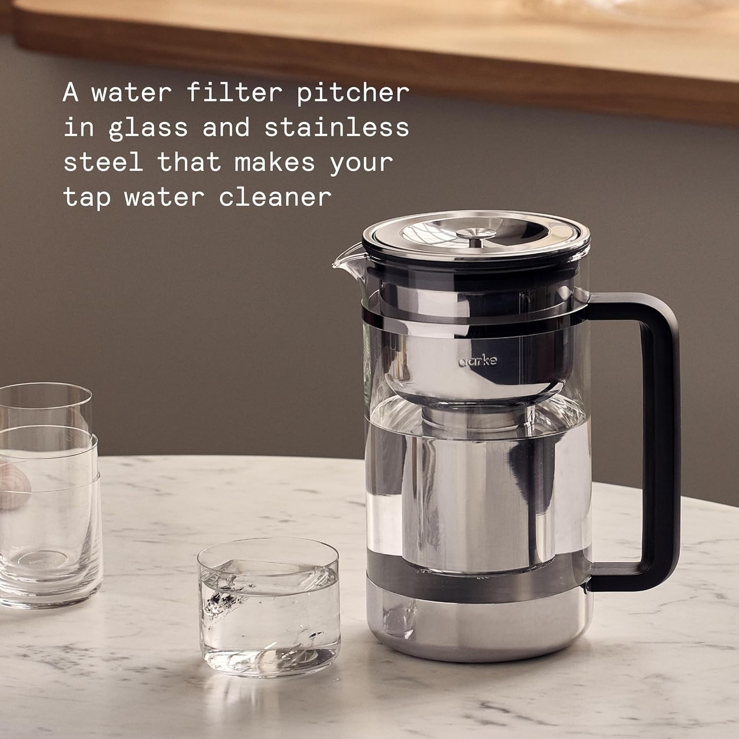 Water Pitcher Filter Purifier Glass Stainless Steel BPA-Free 7 Cups