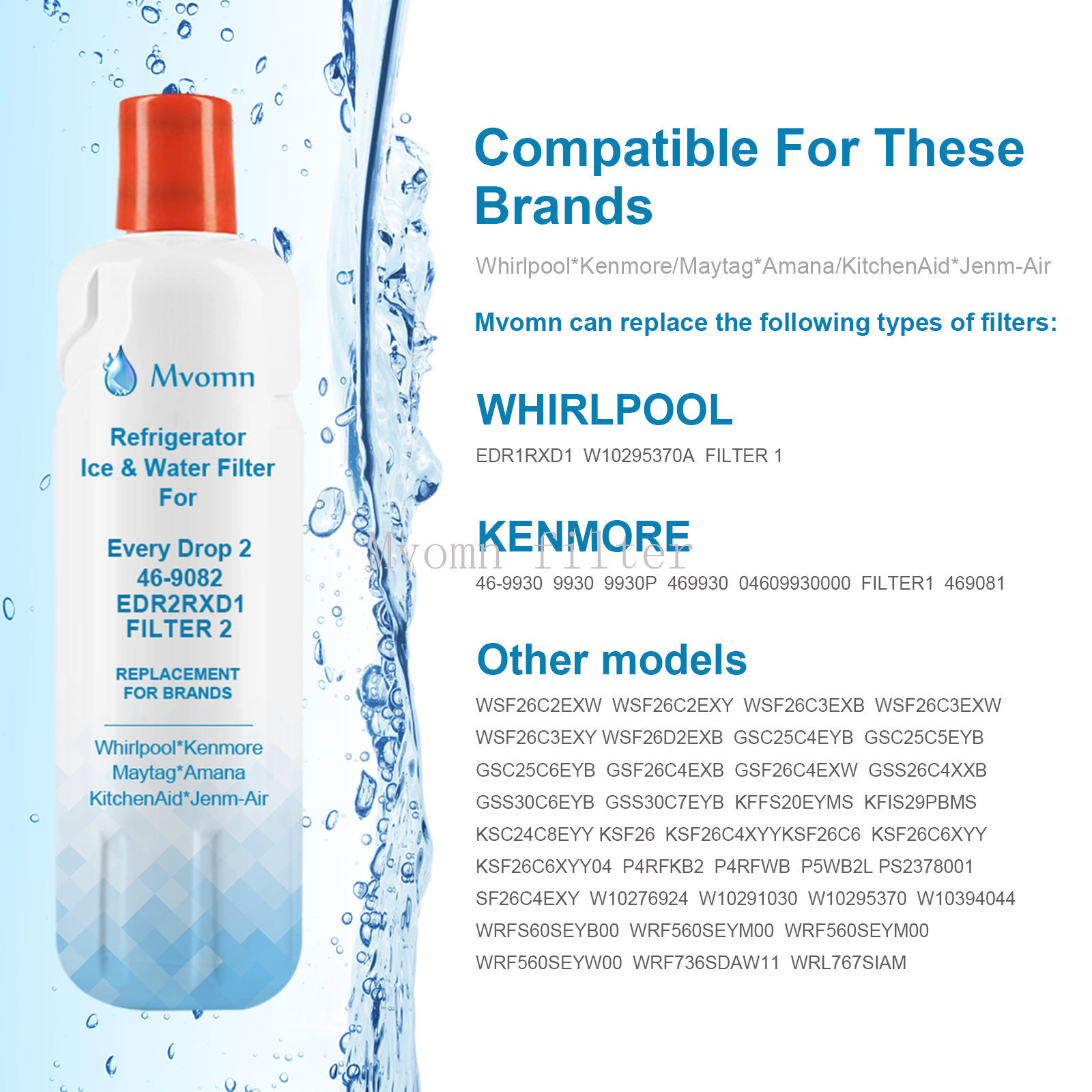 3 Pack Kenmore 9082 Replacement Refrigerator Water Filter for 469082 9903 USA