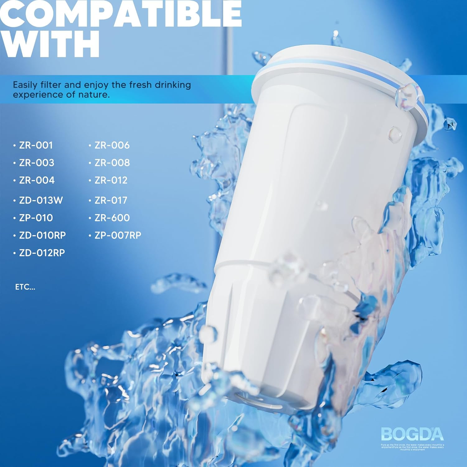 Water Filter Replacement 4 Pack for Zero Pitcher Dispenser ZR-001 ZR-017 ZR-004
