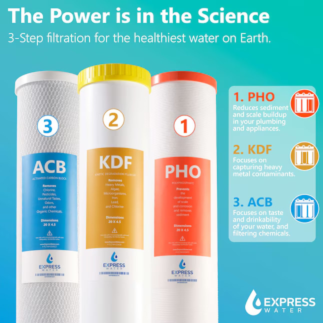 Express Water 3-Stage Whole House Water Filter System 15 GPM Carbon 5 Micron