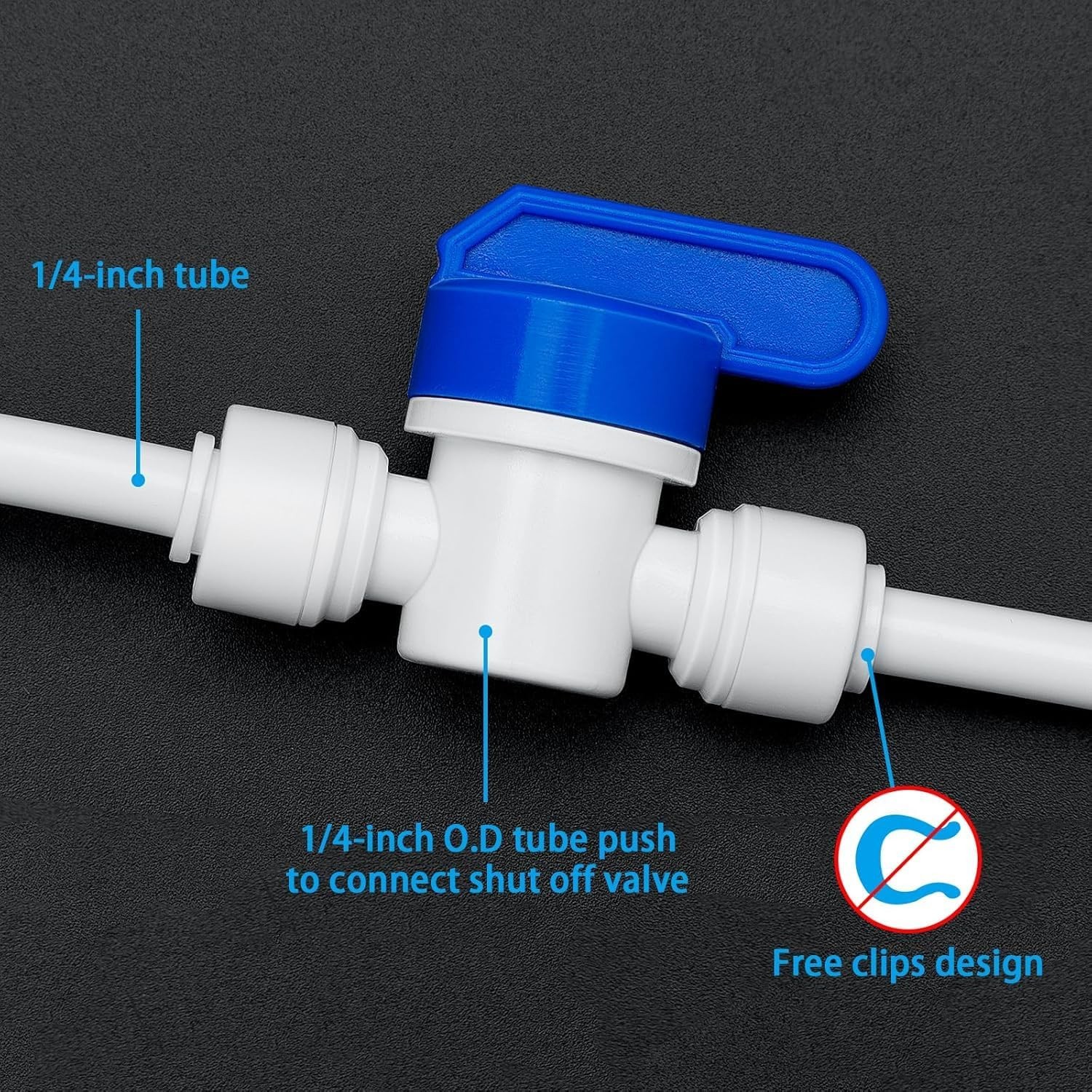 12 Pack 1/4″ Push to Connect Ball Valves – Inline Shut-Off Quick Connect Fitting