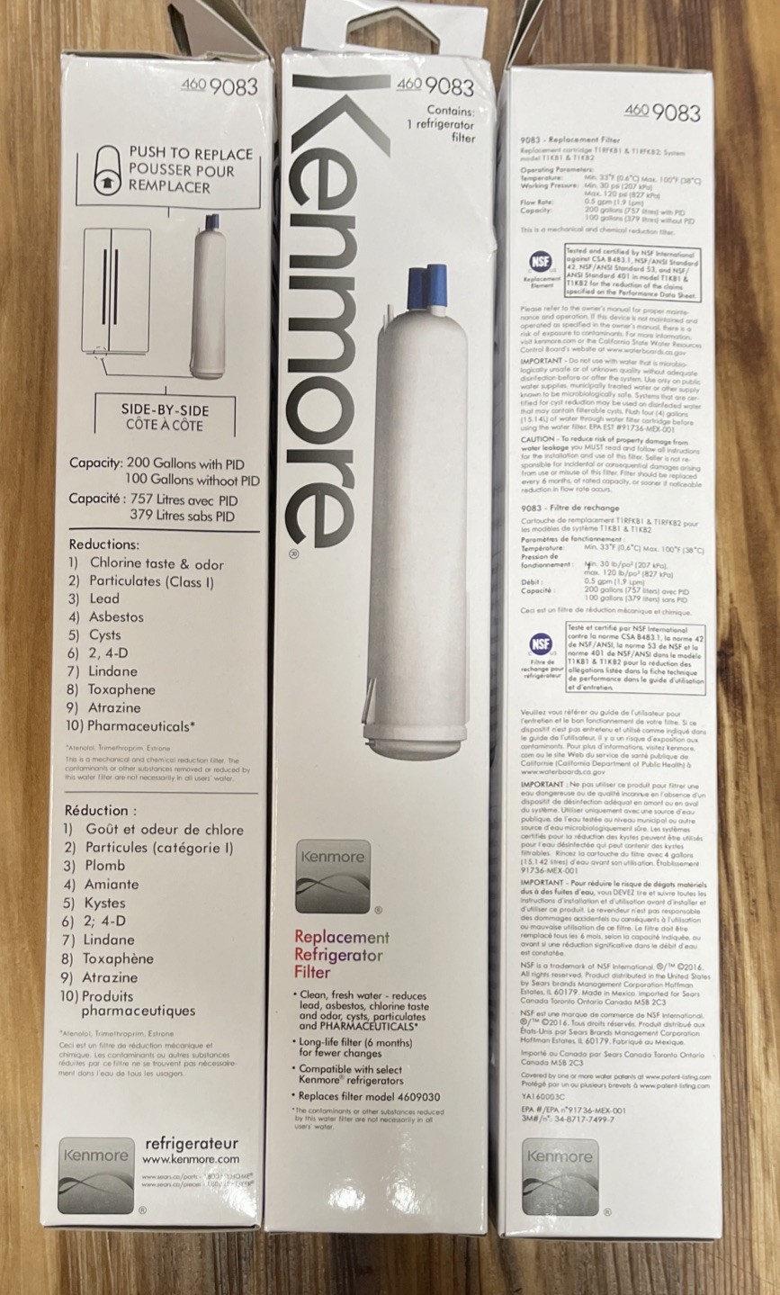 Kenmore Replacement Refrigerator Filter 460 9083 Model 4609030 (3 Filters Bundle