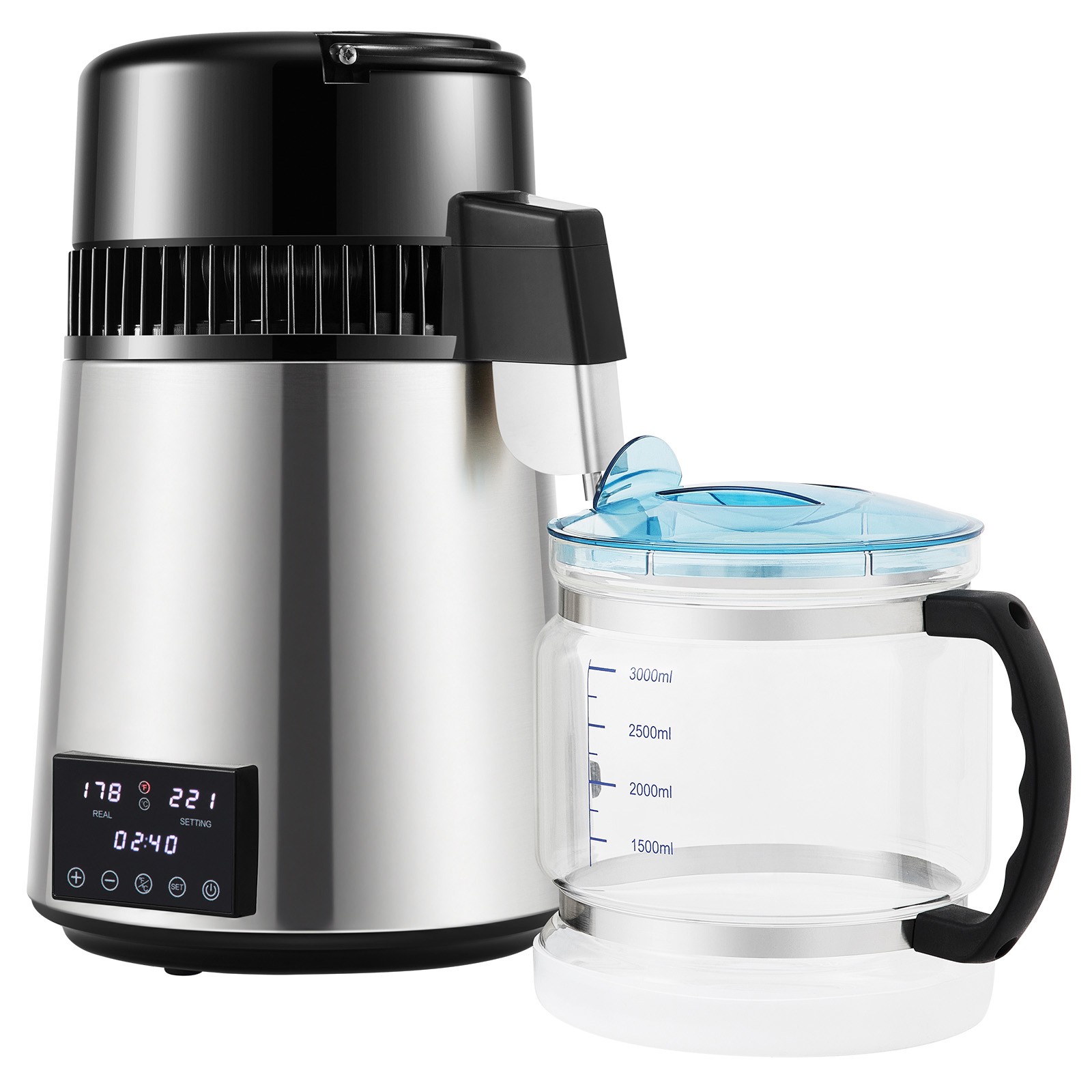 Uimoso 4L Water Distiller with Timing and Dual-Temperature Control, Silver