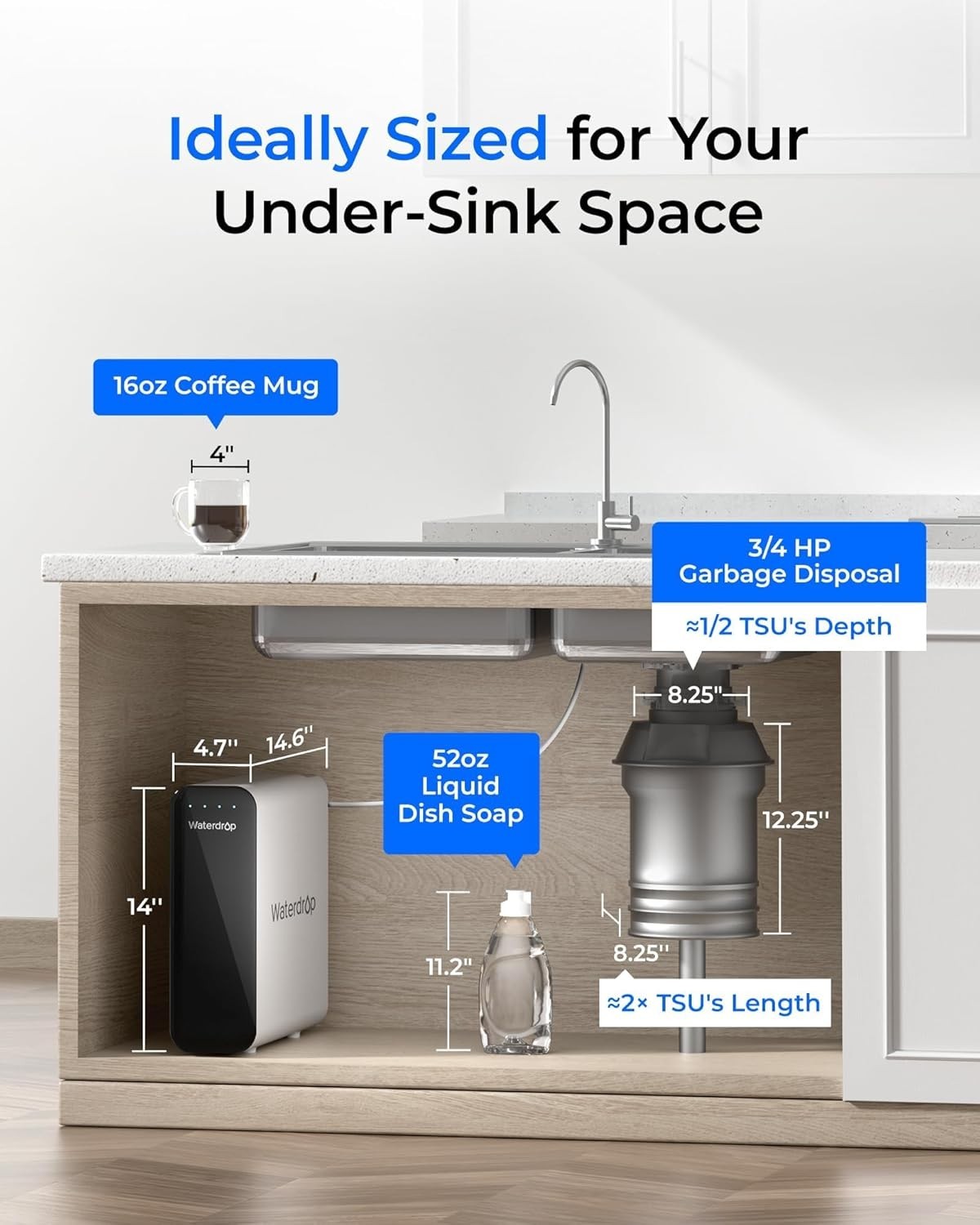 Waterdrop TSU 0.01μm Ultra-Filtration Under Sink Water Filter System