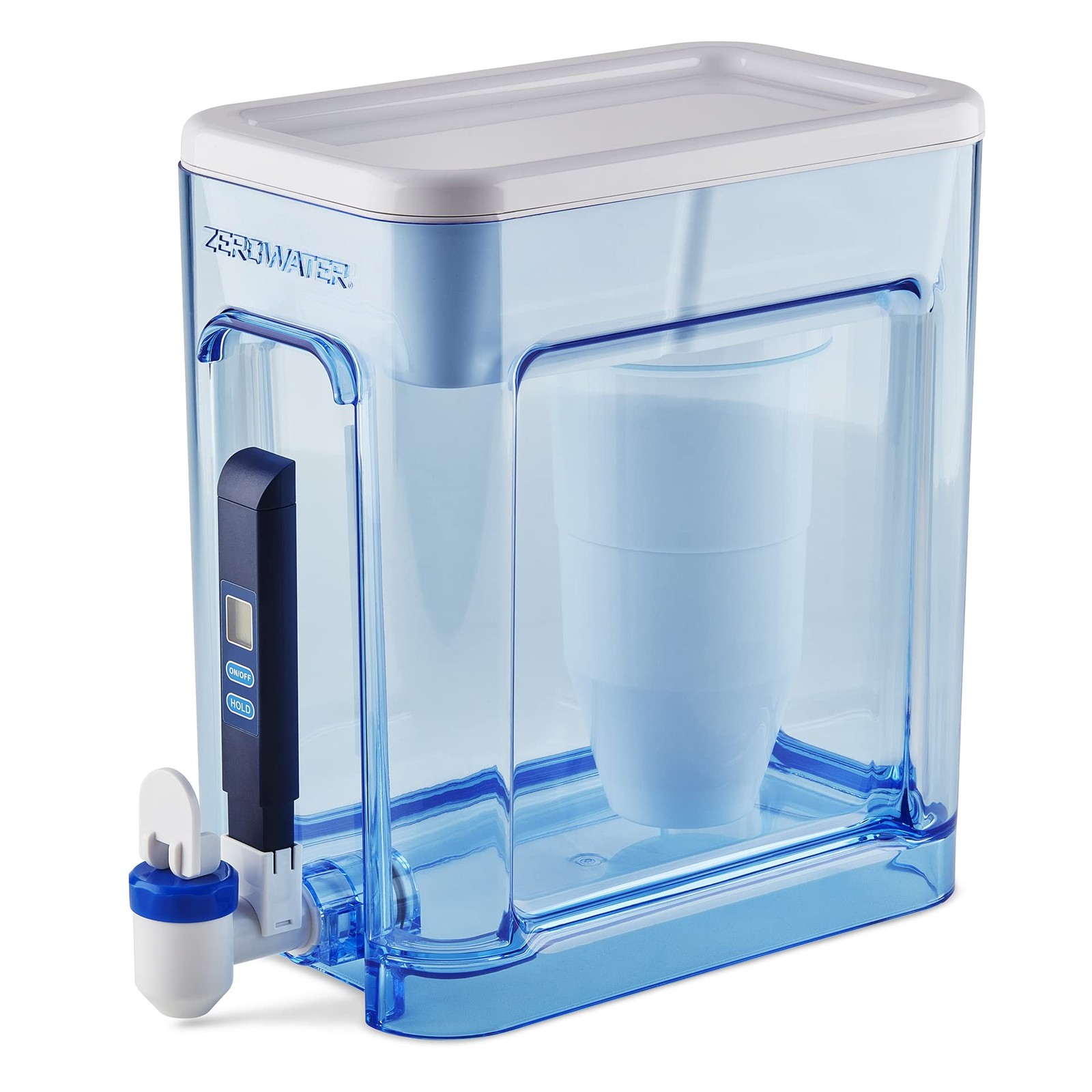 ZeroWater 22-Cup 5-Stage Water Filter Dispenser with 22-Cup, White/Blue