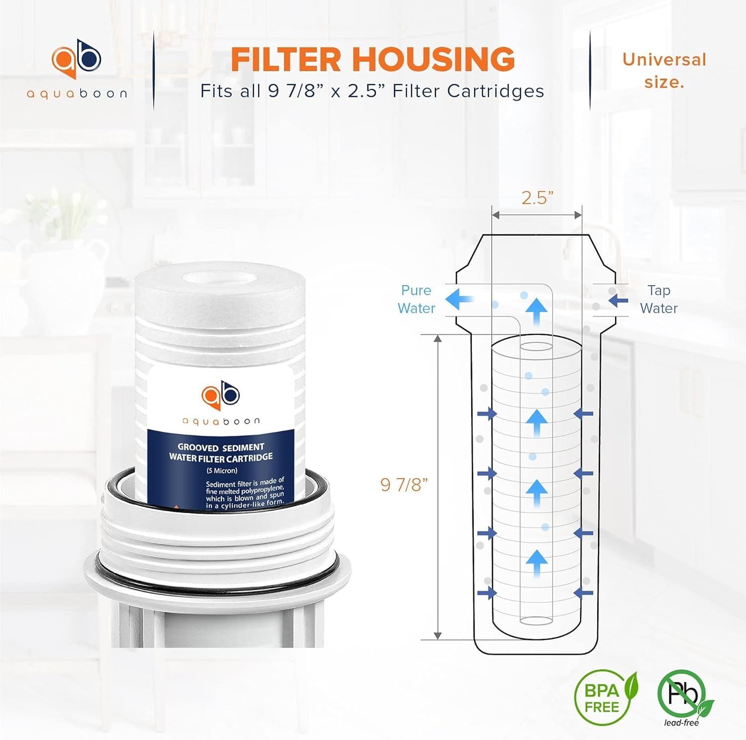 Whole House Water Filter Cartridge 10 x 2.5 Inch 5 Micron for Maximum Filtration