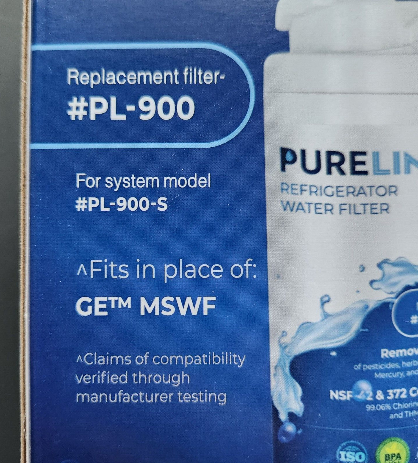 2 Pack PureLine Refrigerator Water Filter #PL-900 For #PL-900-S Replaces GE MSWF