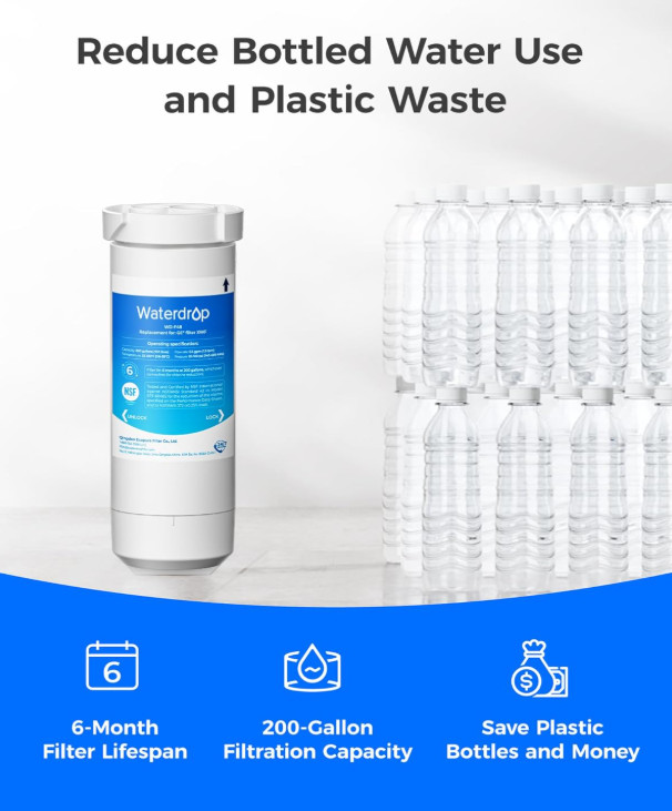 Waterdrop XWF Refrigerator Water Filter, Replacement for GE® WR17X30702