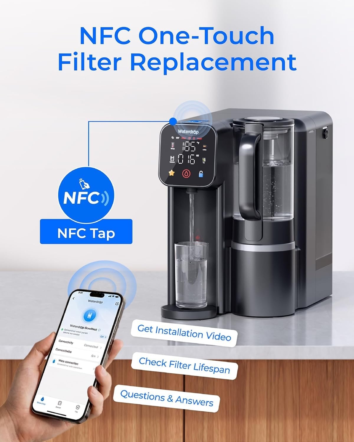[ Hot and Cold ] Waterdrop WD-A1 Countertop Reverse Osmosis System, 7 Stages