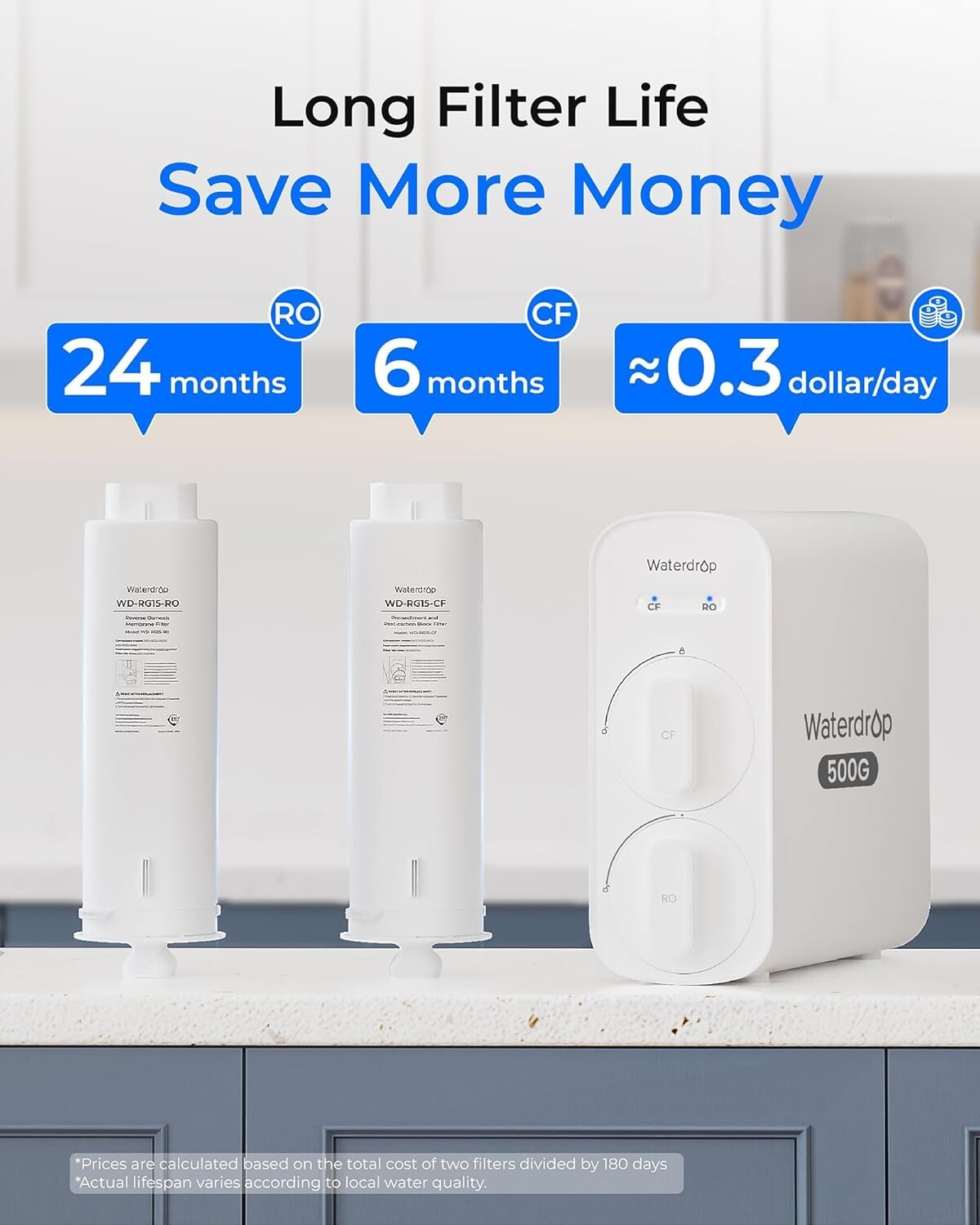 Waterdrop G5P500 Reverse Osmosis Water Filter, NSF/ANSI 372 Certified, 500GPD