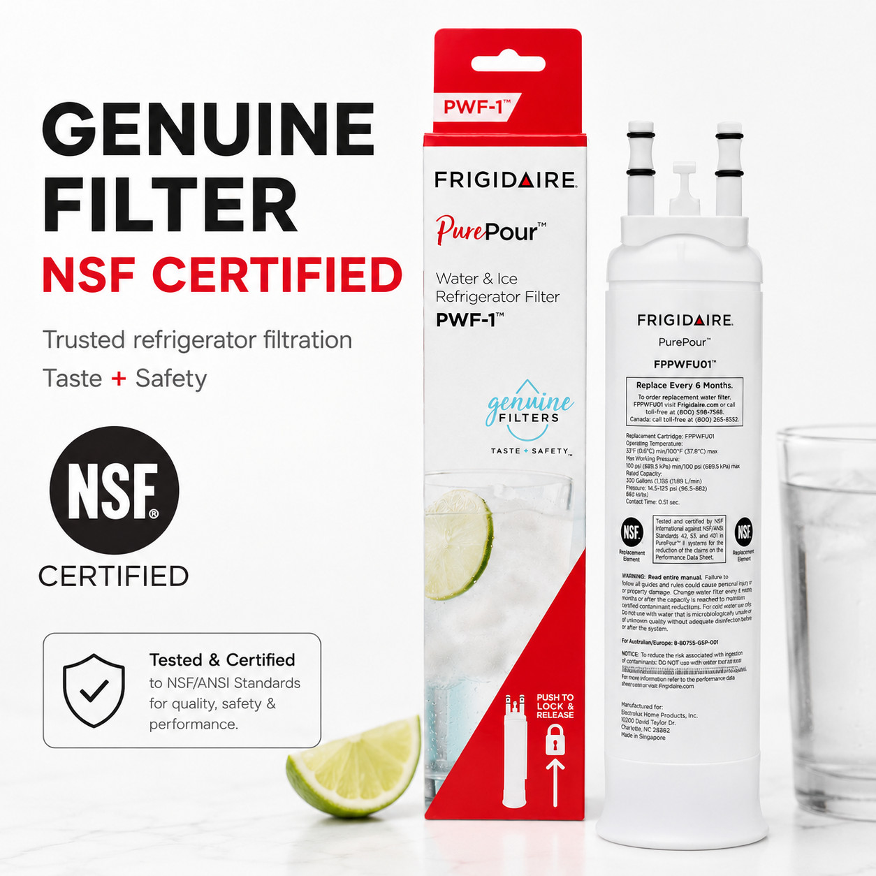 Frigidaire PWF-1 PurePour Water Filter FPPWFU01 Refrigerator Filter 1 Pack