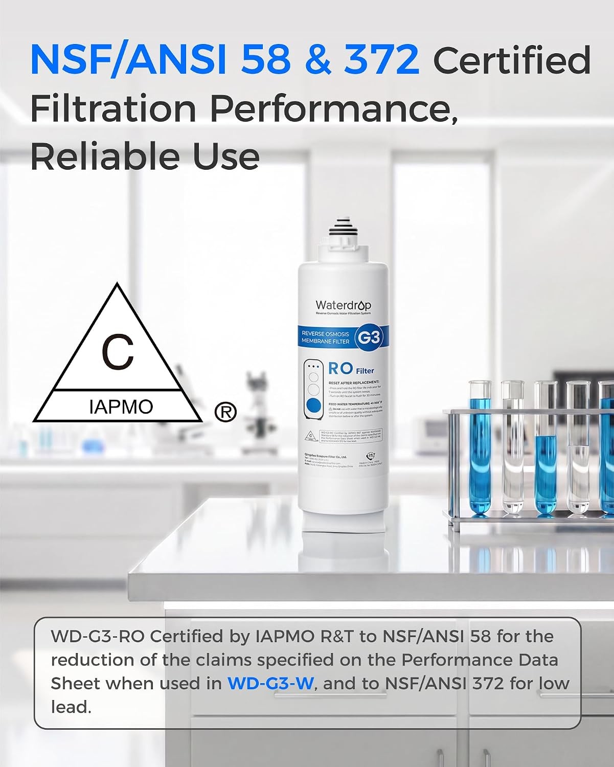Waterdrop WD-G3-N2RO Filter, Replacement for WD-G3-W Reverse Osmosis System