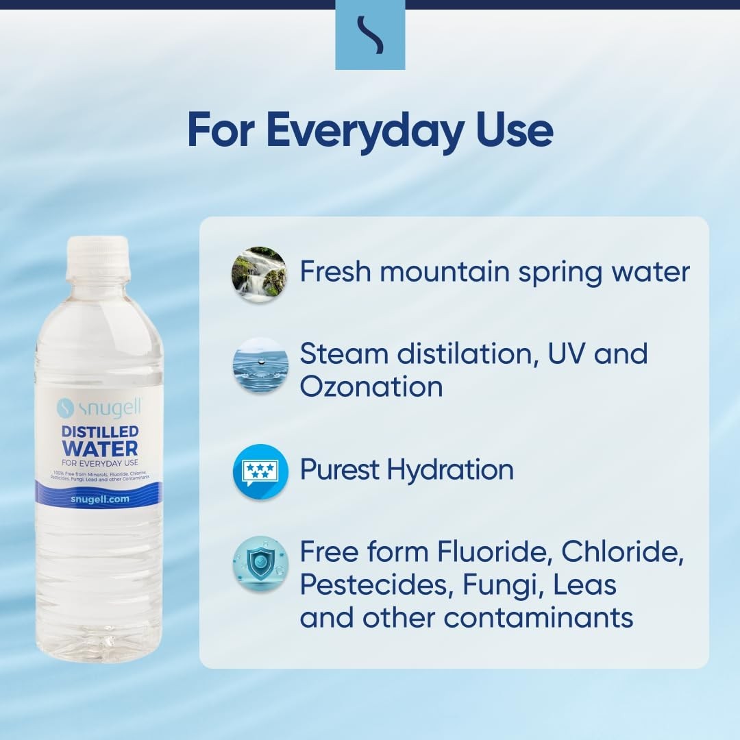Travel-Friendly 12-Pack Distilled Water – 16.9 oz Bottles, Pure Hydration