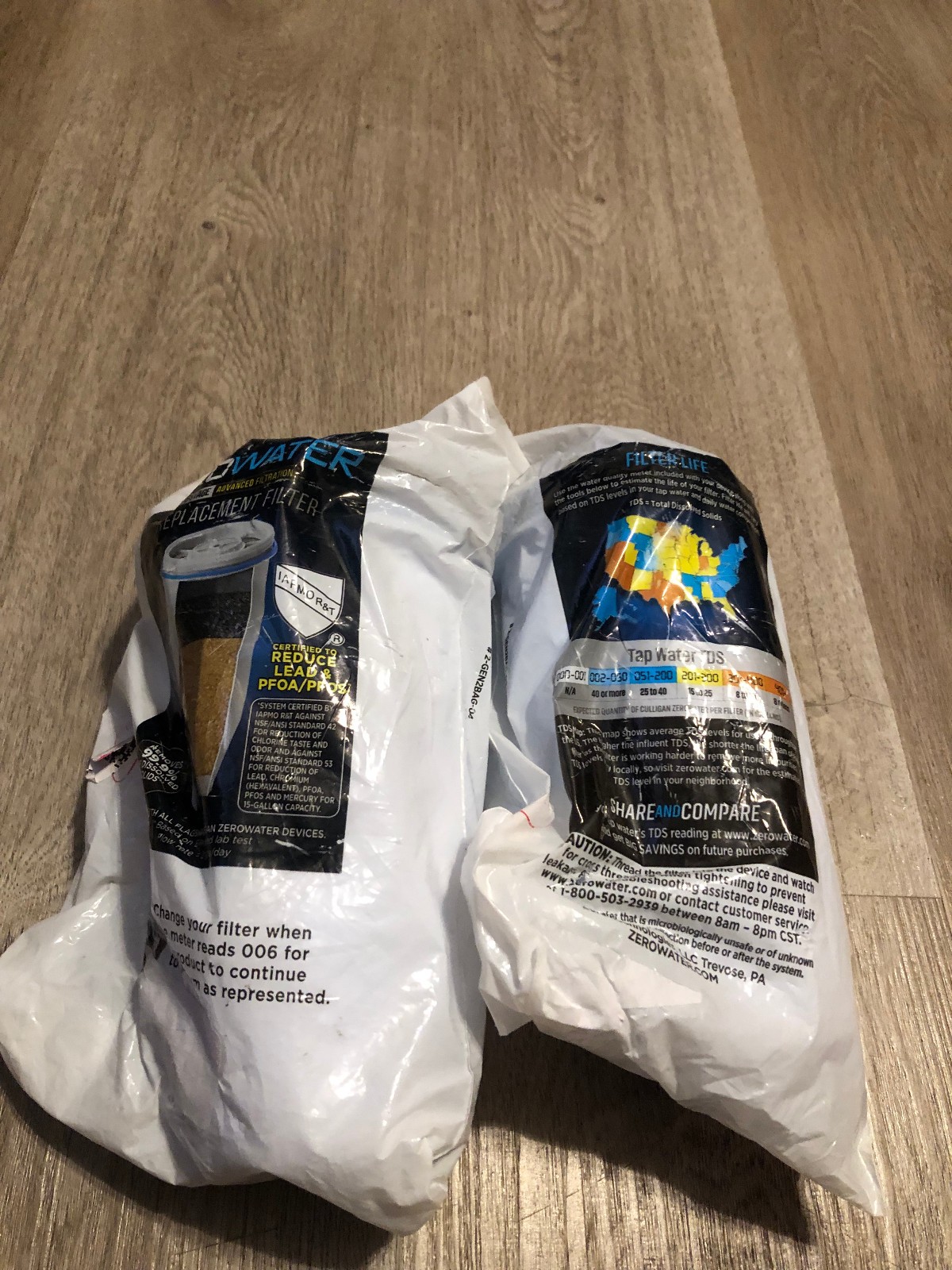 Lot of 2 Loose ZeroWater Replacement FiltersAdvanced 5-Stage 2-GEN2BAG-04