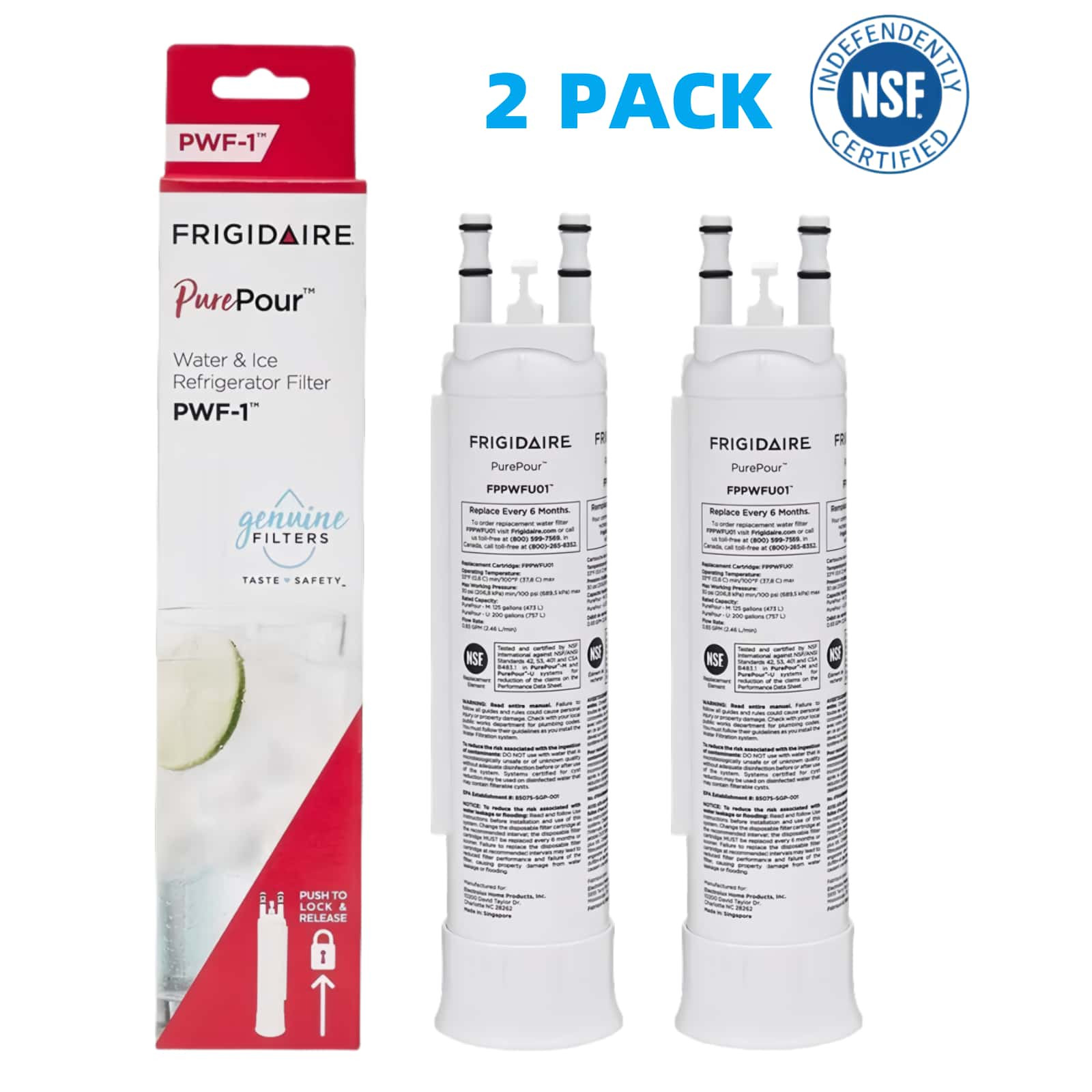 2pk Frigidaire EPPWFU01 PureAdvantage PWF-1 PurePour PWF-1 FPPWFU01 water filter