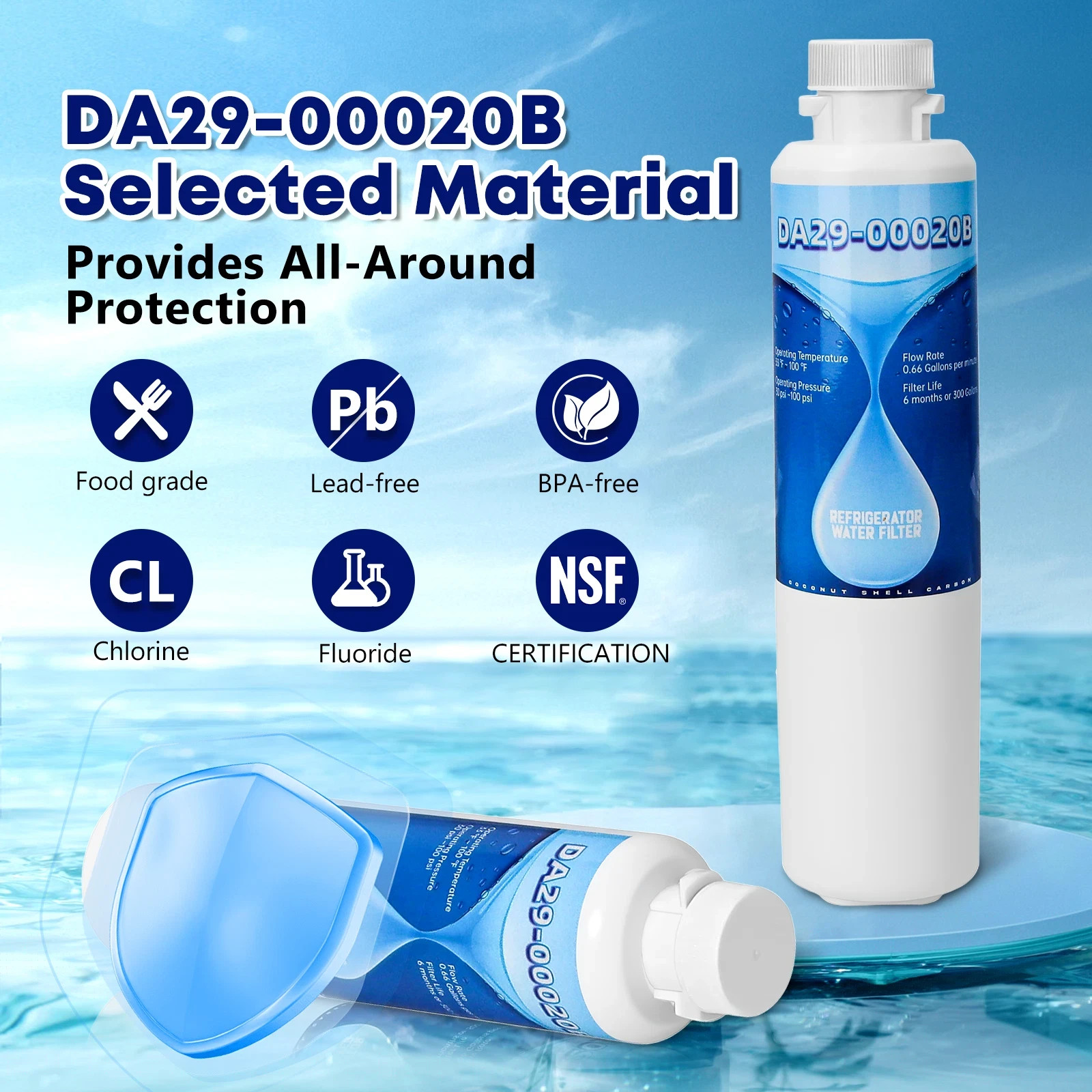8 Pack DA29-00020B HAF-CIN/EXP Refrigerator Water Filter Fit for Samsung