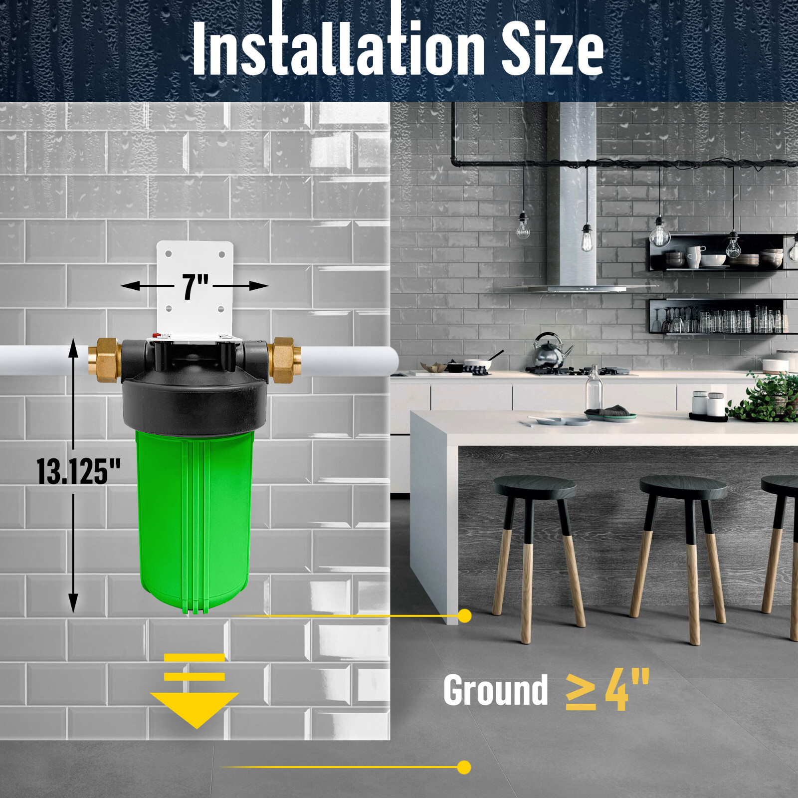 1 Green High Capacity 10 x 4.5” Whole House Filter Purifier System 1” Brass Port