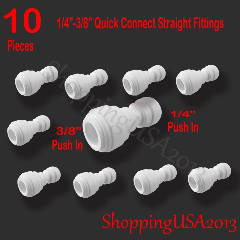 10Pcs 1/4-3/8 Quick Connect Straight Fitting Connector Push In Water Filter