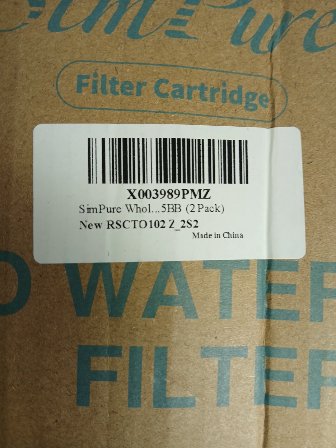 2 Pack SimPure 5 Micron 10 x 4.5-in CTO Carbon Water Filter Whole CTO-F10B-5