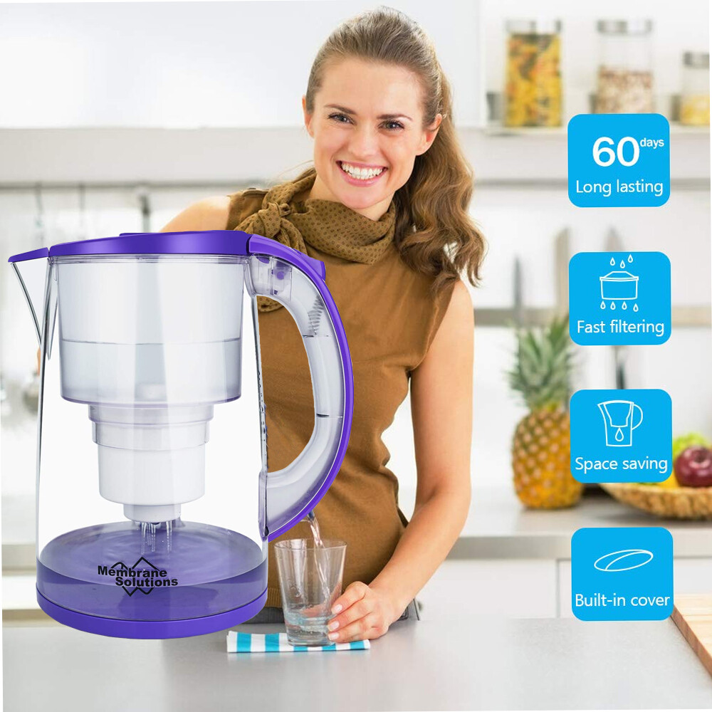 DP05 Water Filter Pitcher w/Filter,Long-Lasting 200gallons,Filtration Jug 12-Cup