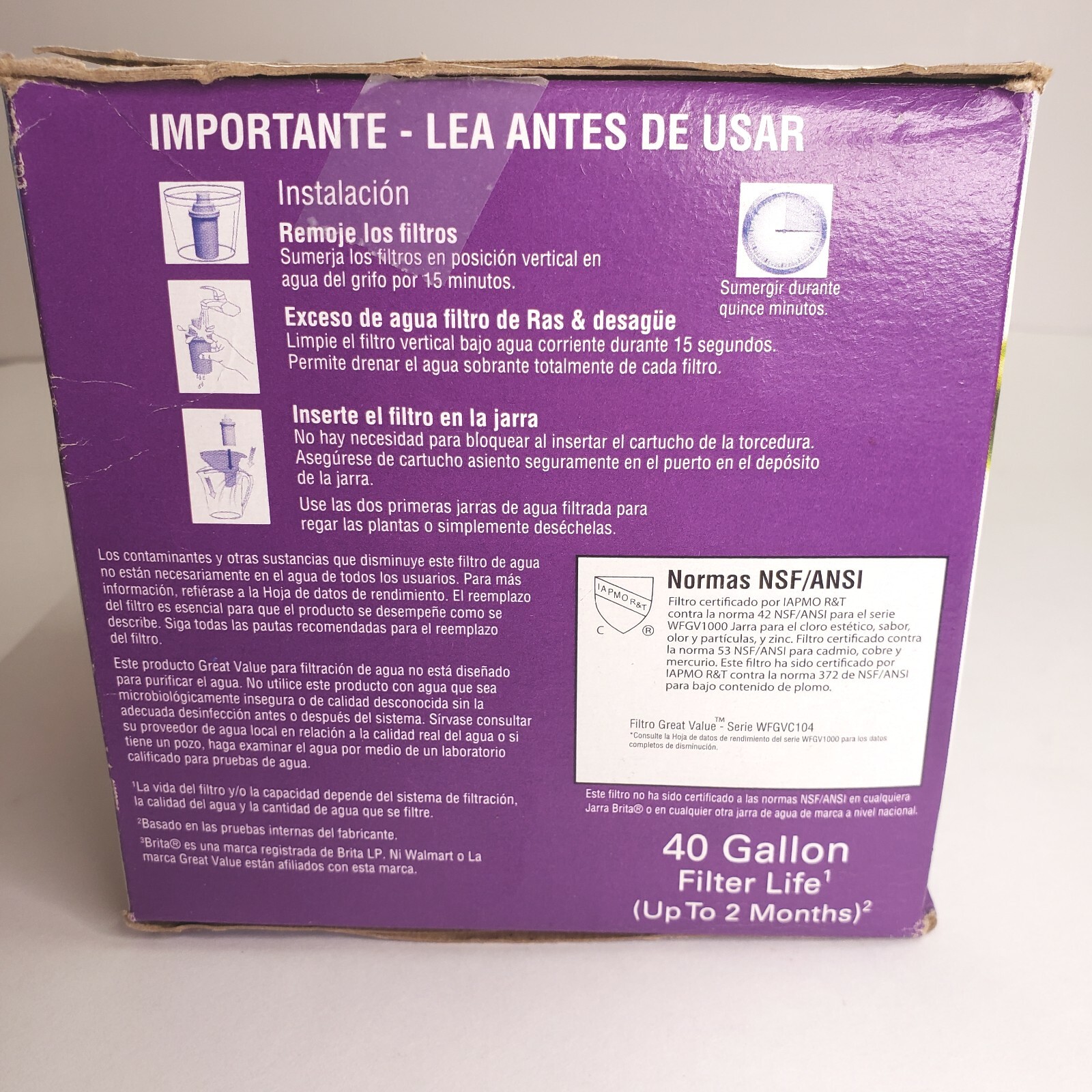 Great Value Universal Pitcher Filter 4 Pack-40 gal per Cartridge Fits Brita New
