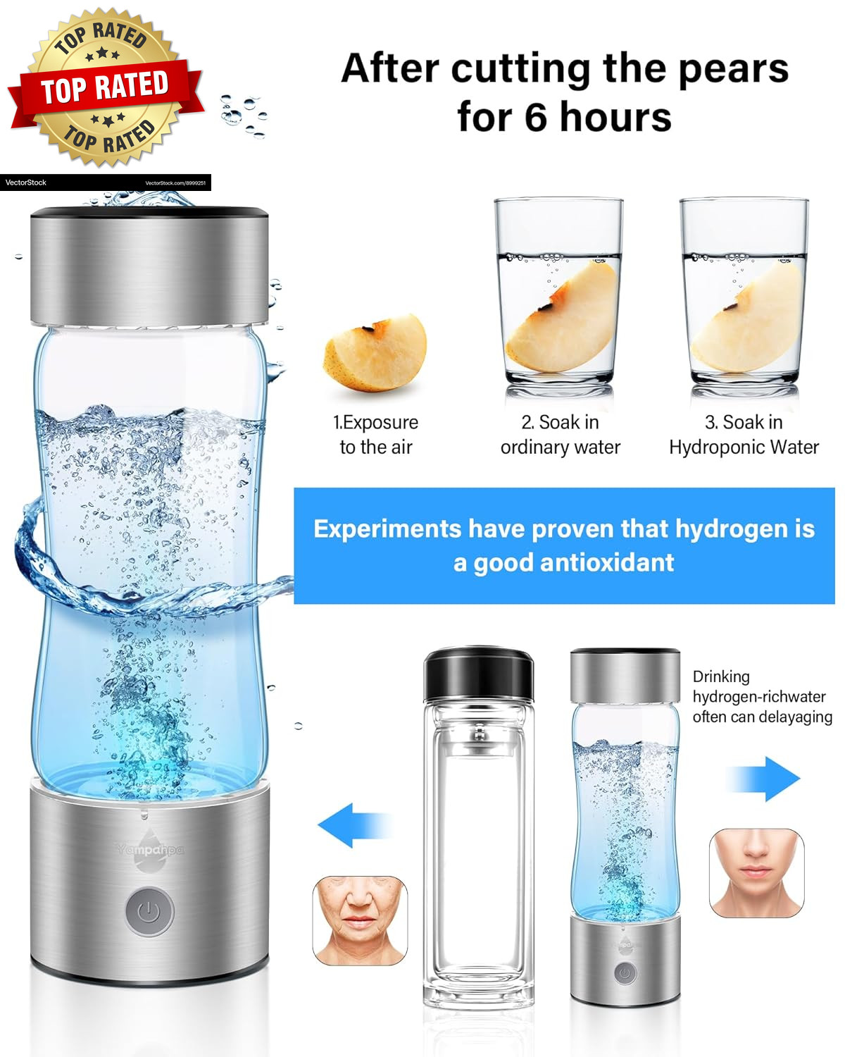 2026 Upgraded Hydrogen Water Bottle 1600-2000 Hydrogen Water Bottle Generator Hy