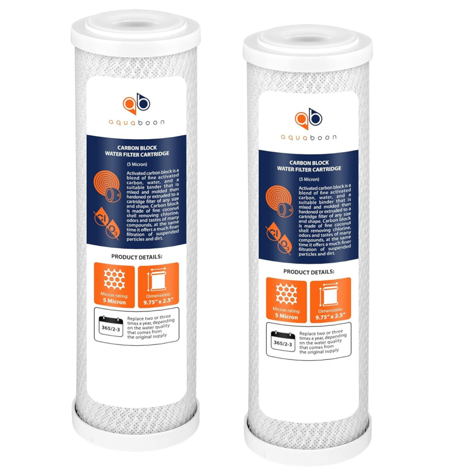 Aquaboon 5 Pack Water Filter Kit 10in 5 Micron Carbon Sediment Inline