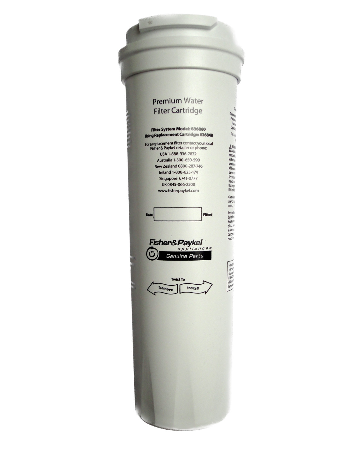 fridge water filter replace Fisher Paykel, Clean n Clear, 67003662 836848 836860