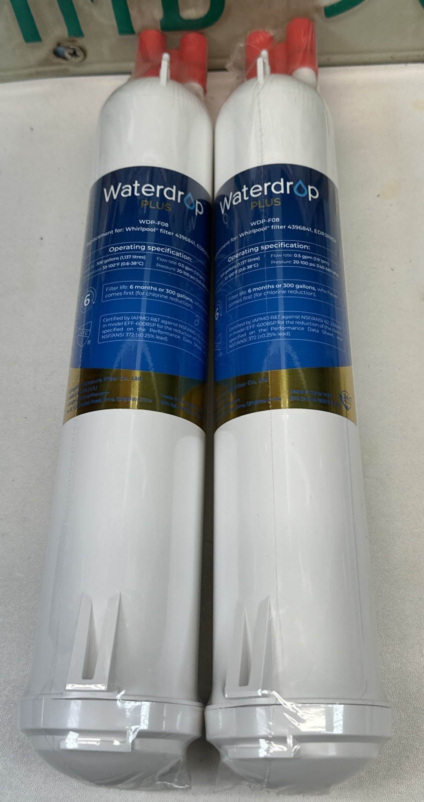 PACK LOT 2 – WaterDrop Water Filter Model WD-F08 Refrigerator Replacement Part