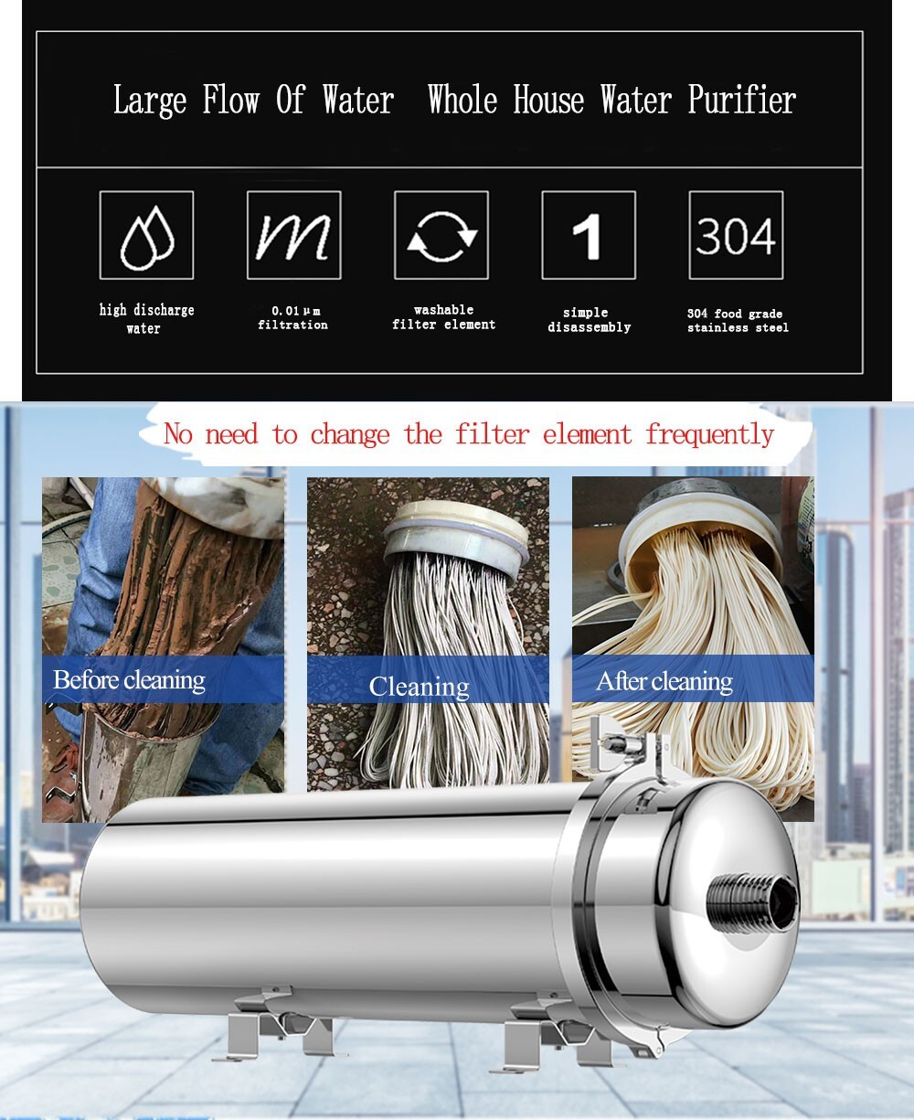 Brand New 3500L/h Stainless Steel Ultrafiltration Membrane Filter Water Purifier