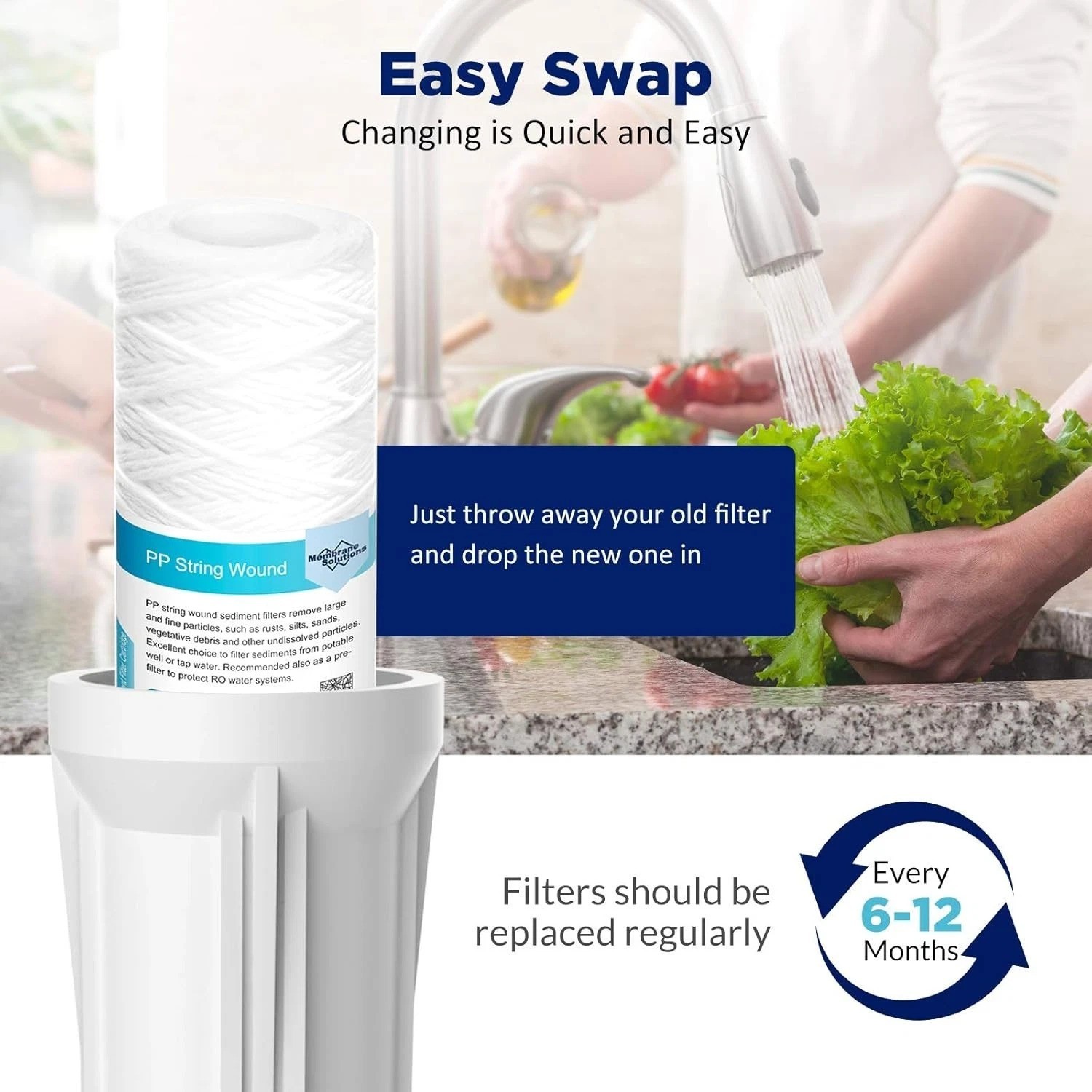 Universal 5-Micron Sediment Filter Cartridges – 6 Pack for Home Water Systems
