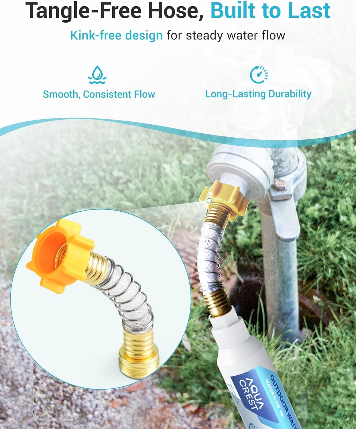 AQUA CREST Inline Water Filter for Car Washing, 4 Pack with 2 Hose Protector